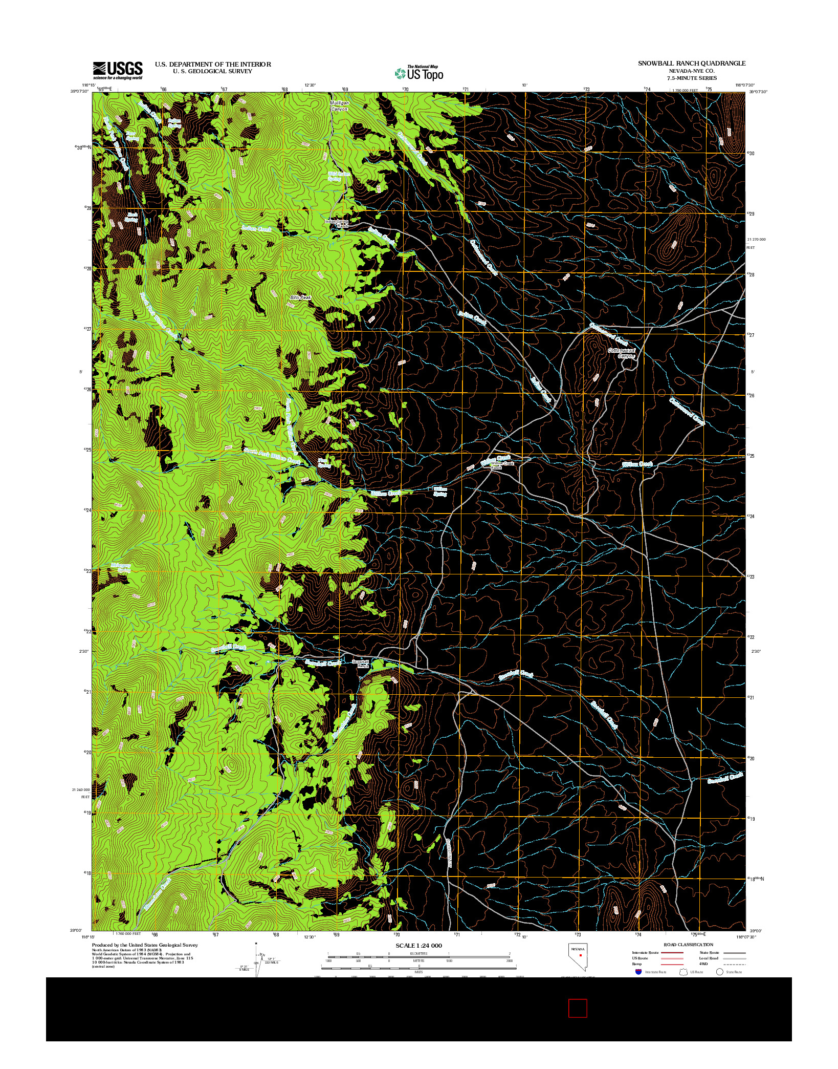 USGS US TOPO 7.5-MINUTE MAP FOR SNOWBALL RANCH, NV 2012