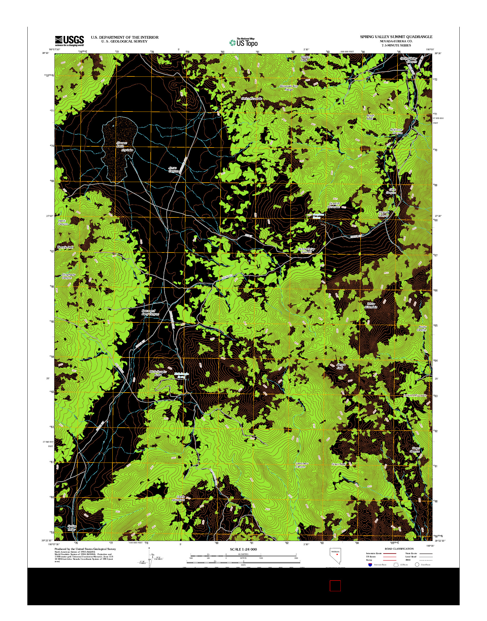 USGS US TOPO 7.5-MINUTE MAP FOR SPRING VALLEY SUMMIT, NV 2012