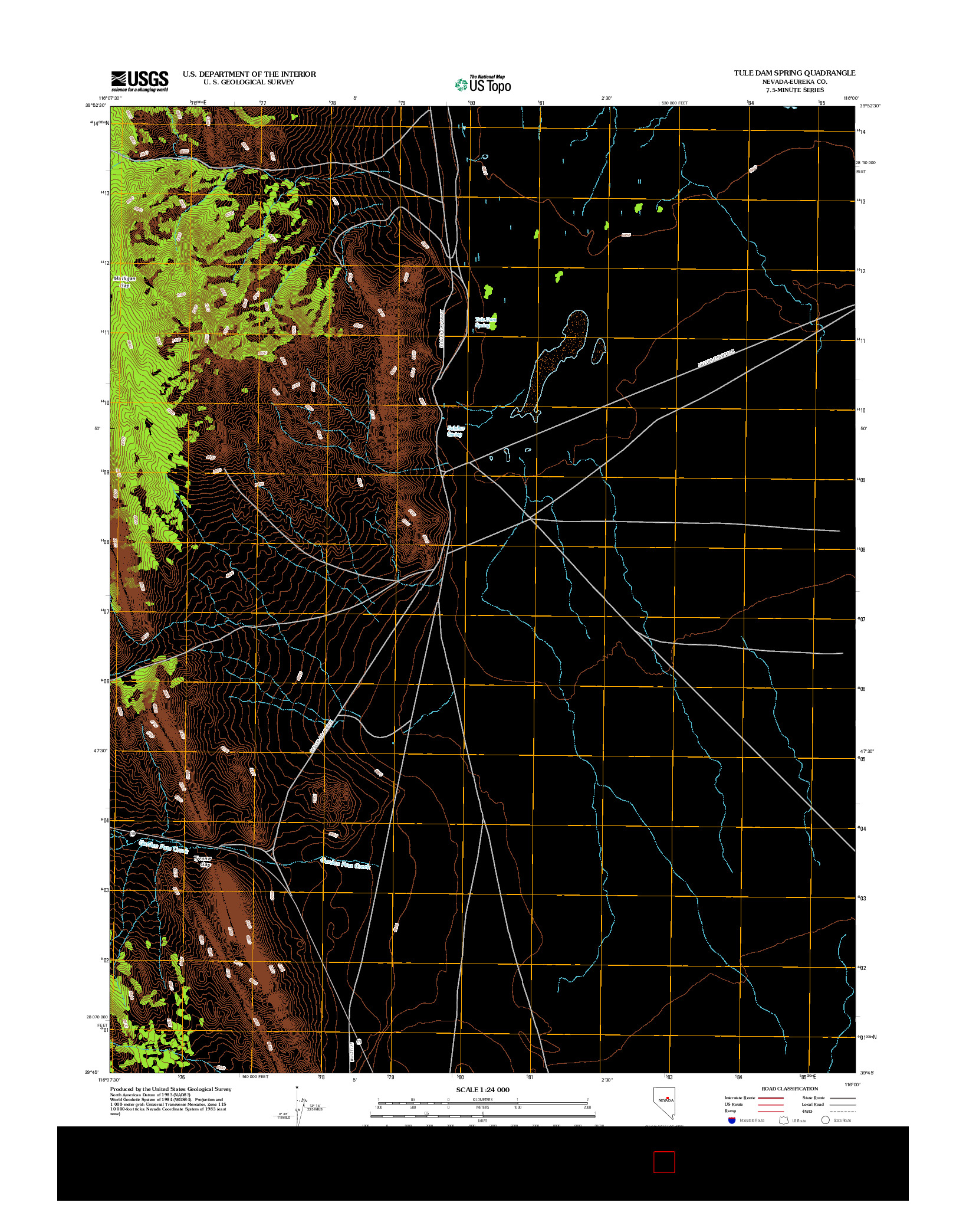 USGS US TOPO 7.5-MINUTE MAP FOR TULE DAM SPRING, NV 2012