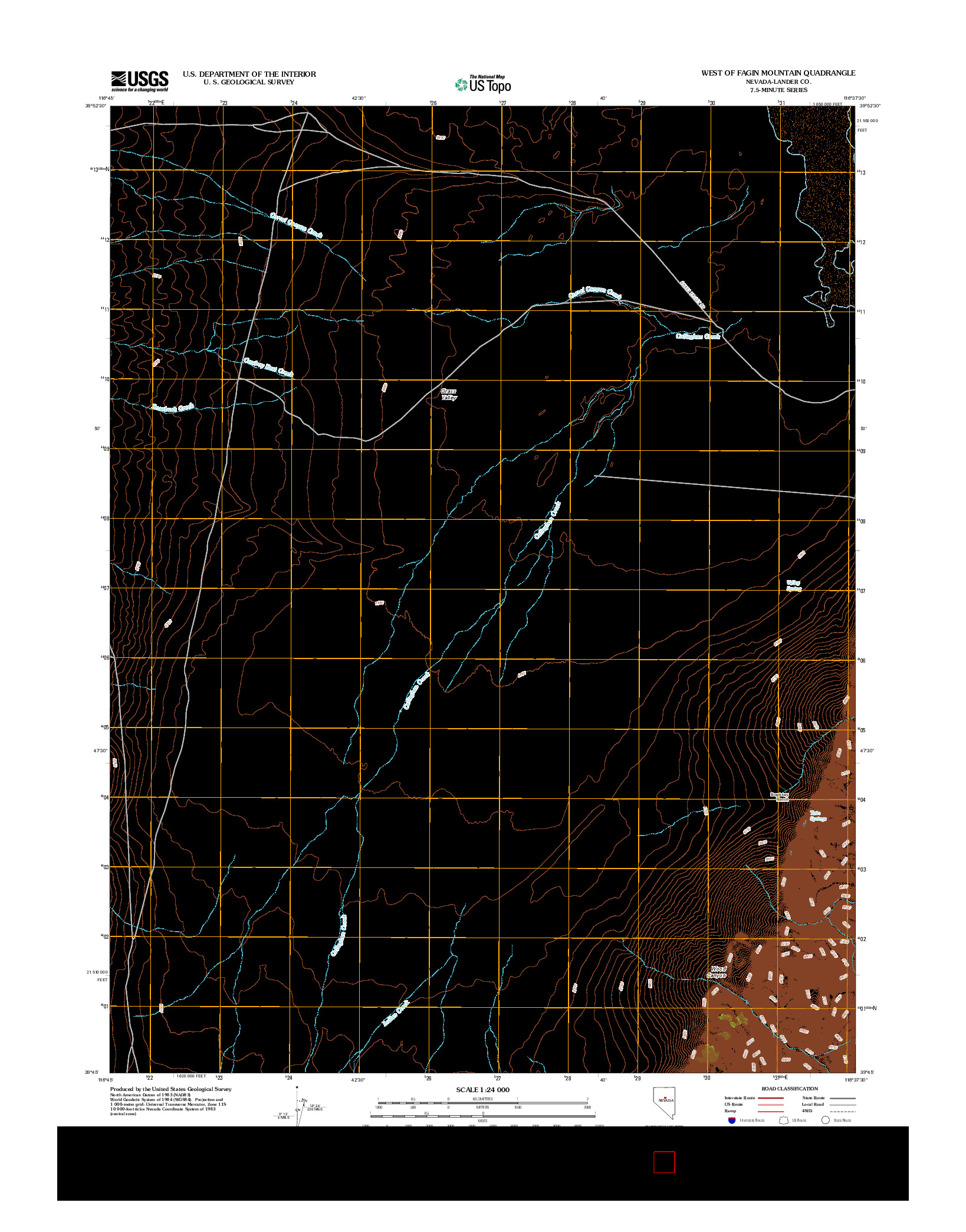 USGS US TOPO 7.5-MINUTE MAP FOR WEST OF FAGIN MOUNTAIN, NV 2012