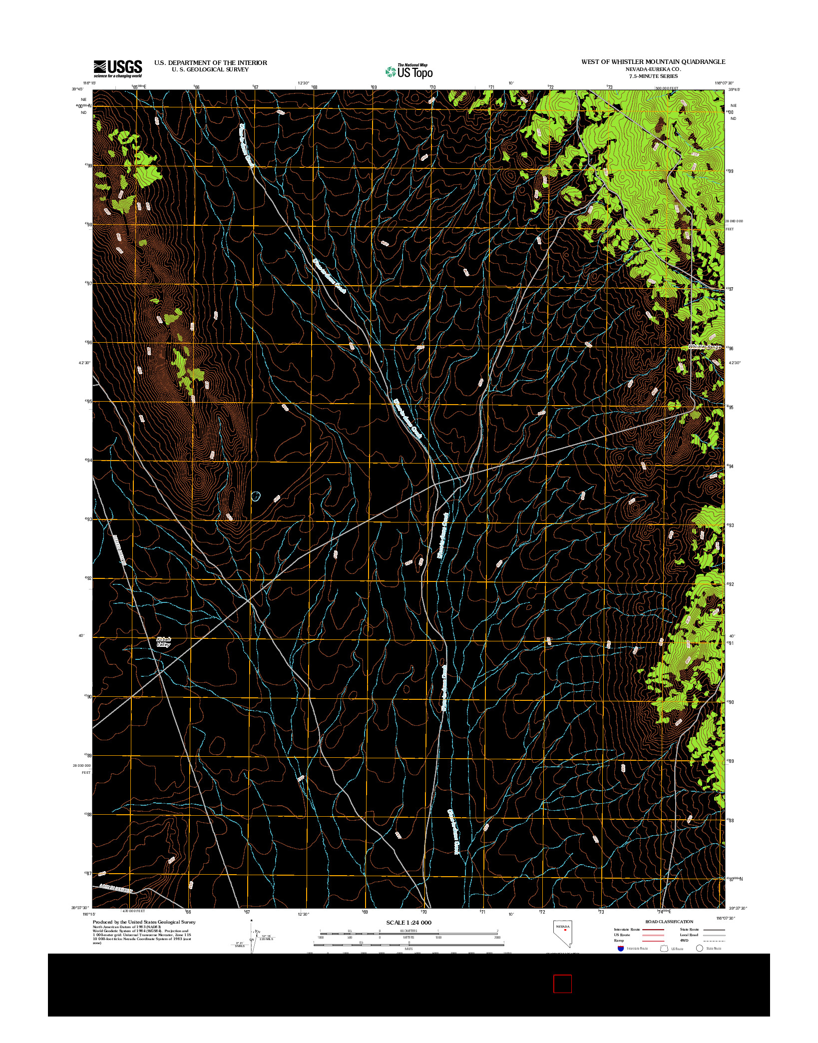 USGS US TOPO 7.5-MINUTE MAP FOR WEST OF WHISTLER MOUNTAIN, NV 2012