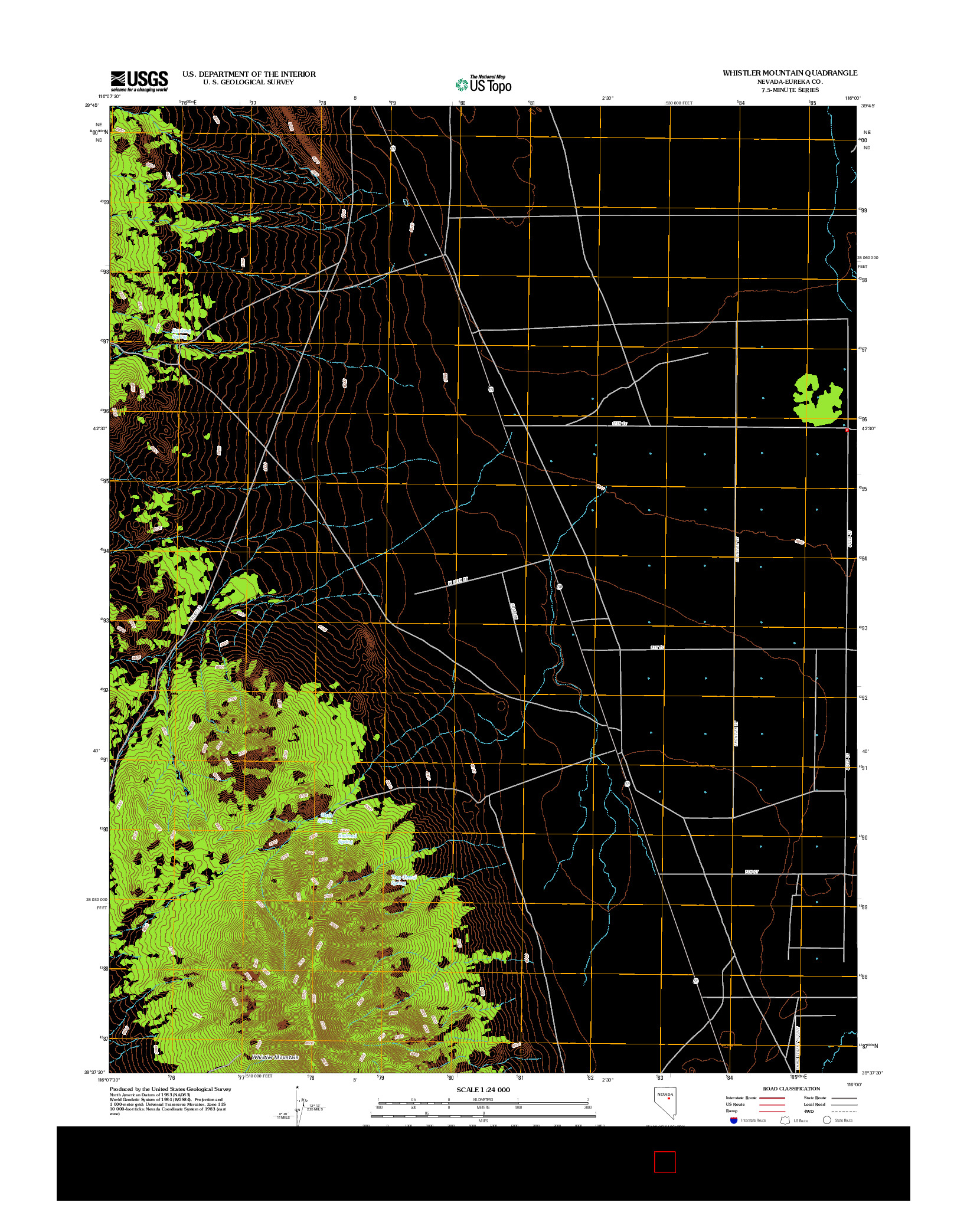 USGS US TOPO 7.5-MINUTE MAP FOR WHISTLER MOUNTAIN, NV 2012