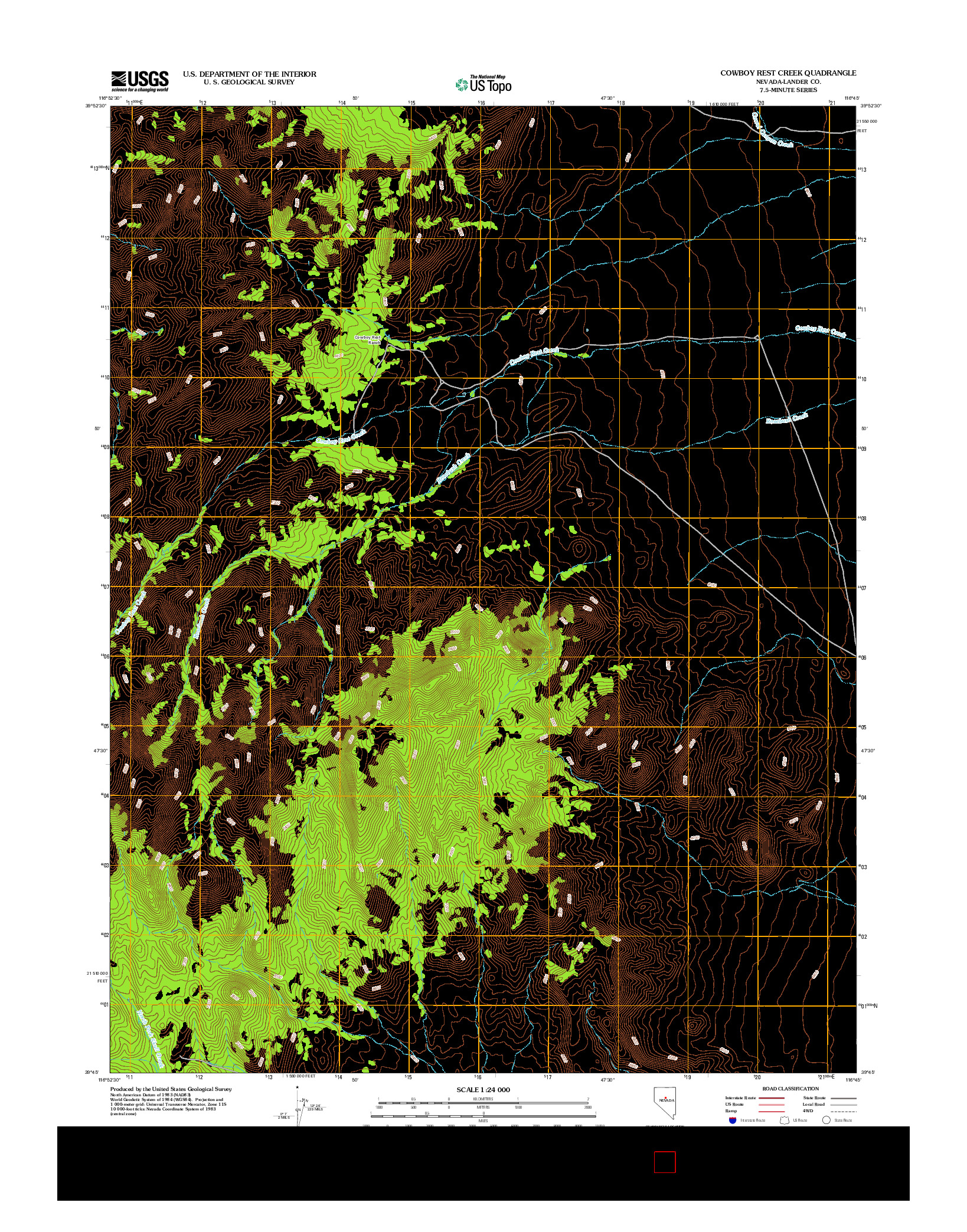 USGS US TOPO 7.5-MINUTE MAP FOR COWBOY REST CREEK, NV 2012