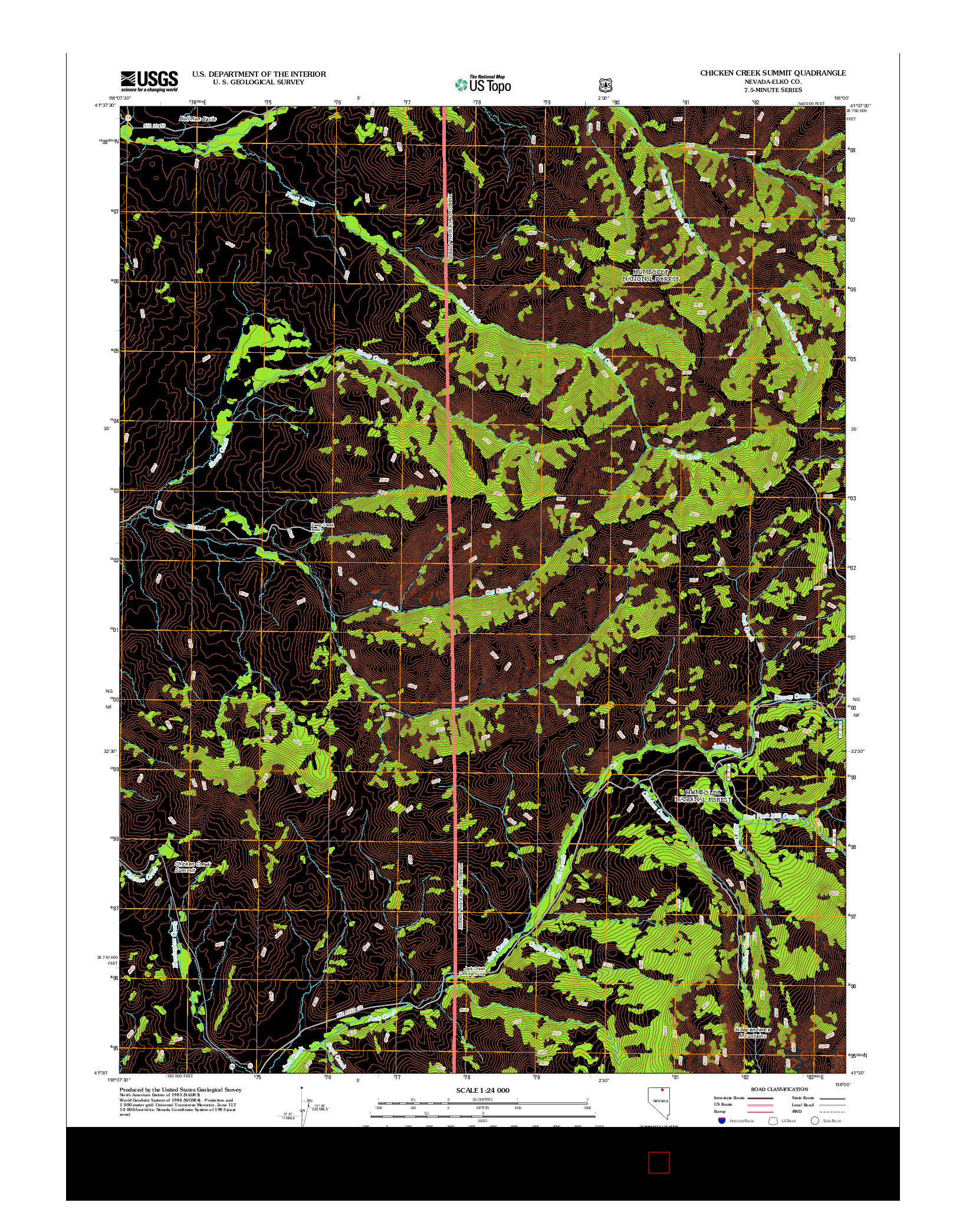 USGS US TOPO 7.5-MINUTE MAP FOR CHICKEN CREEK SUMMIT, NV 2012