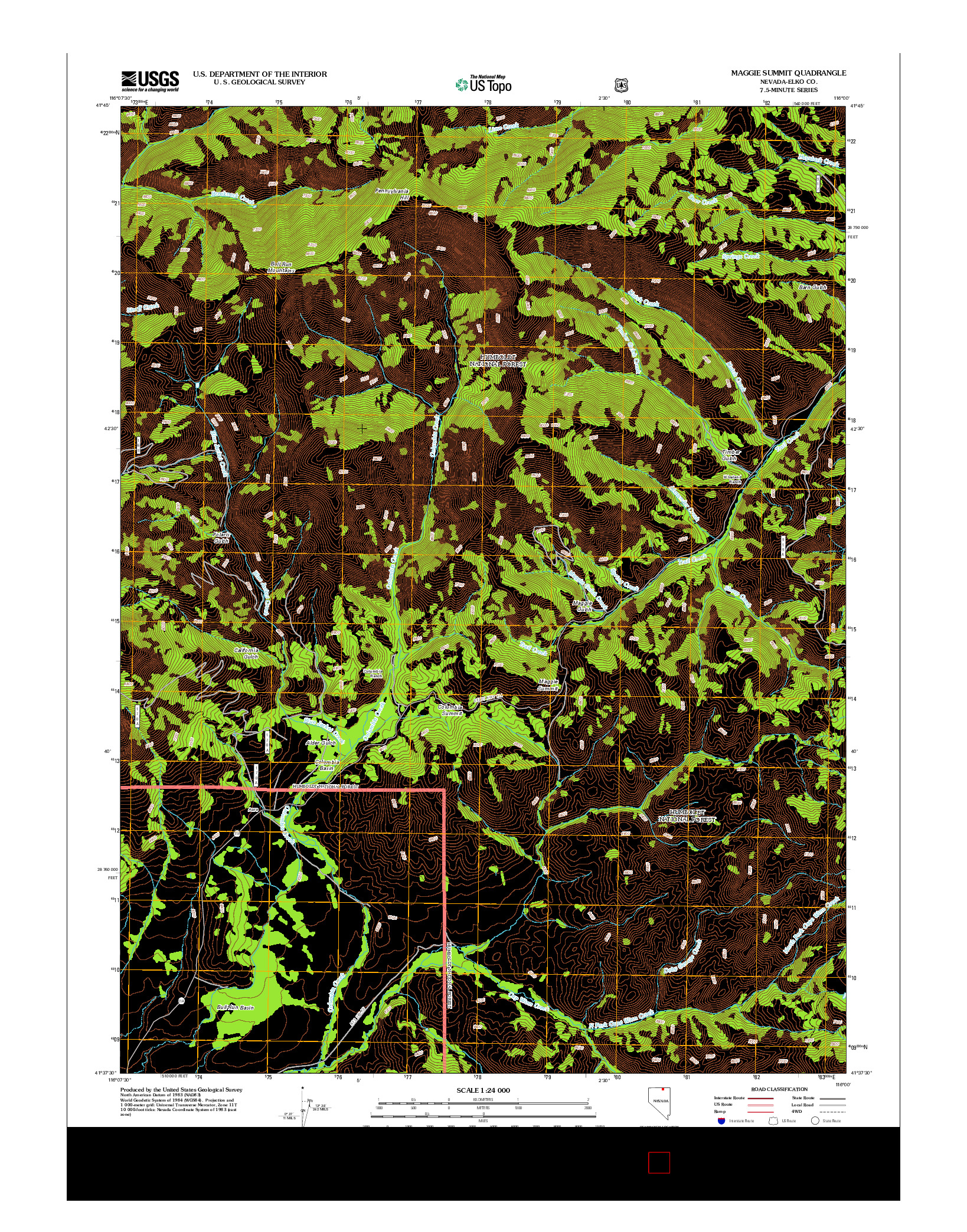 USGS US TOPO 7.5-MINUTE MAP FOR MAGGIE SUMMIT, NV 2012