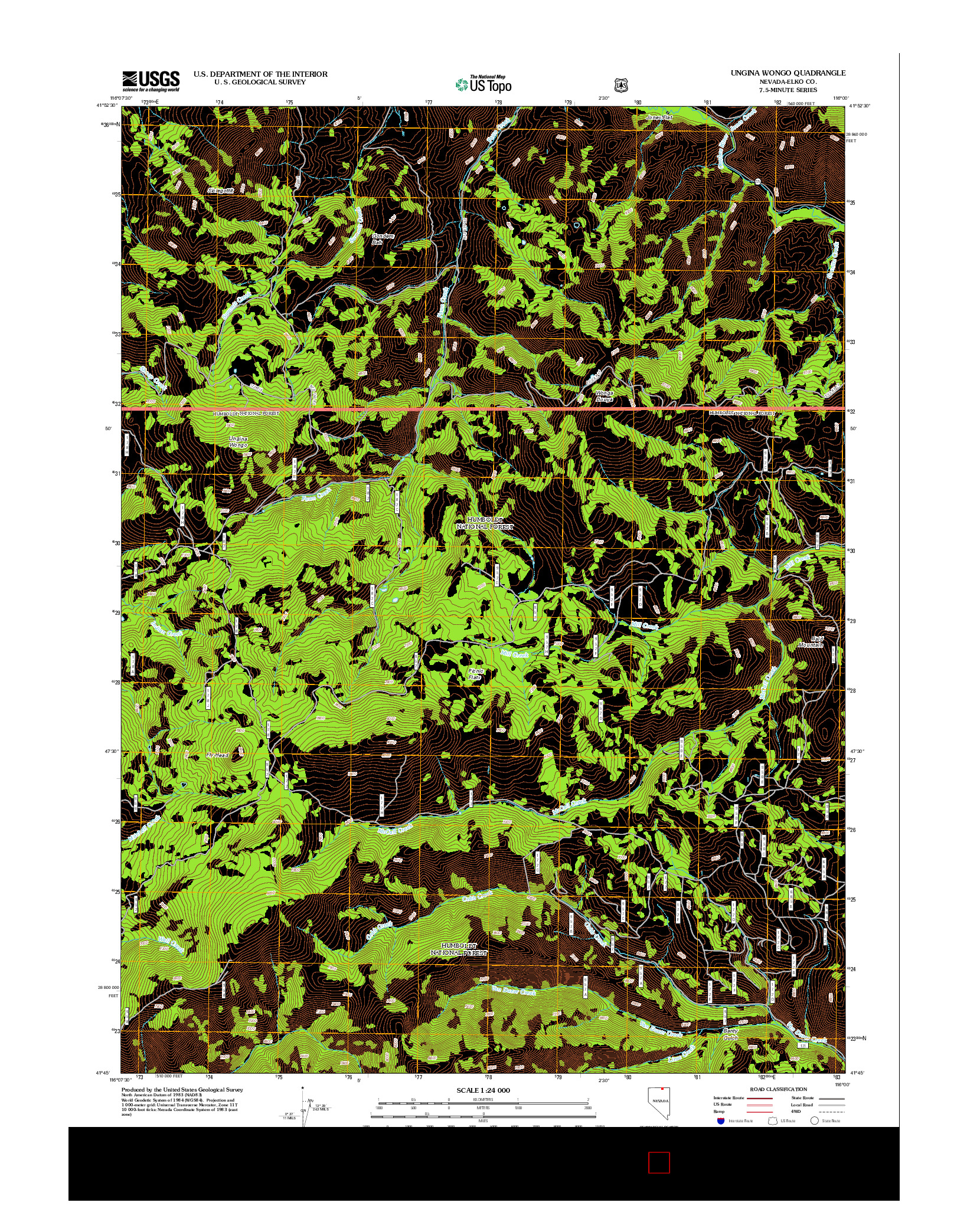 USGS US TOPO 7.5-MINUTE MAP FOR UNGINA WONGO, NV 2012