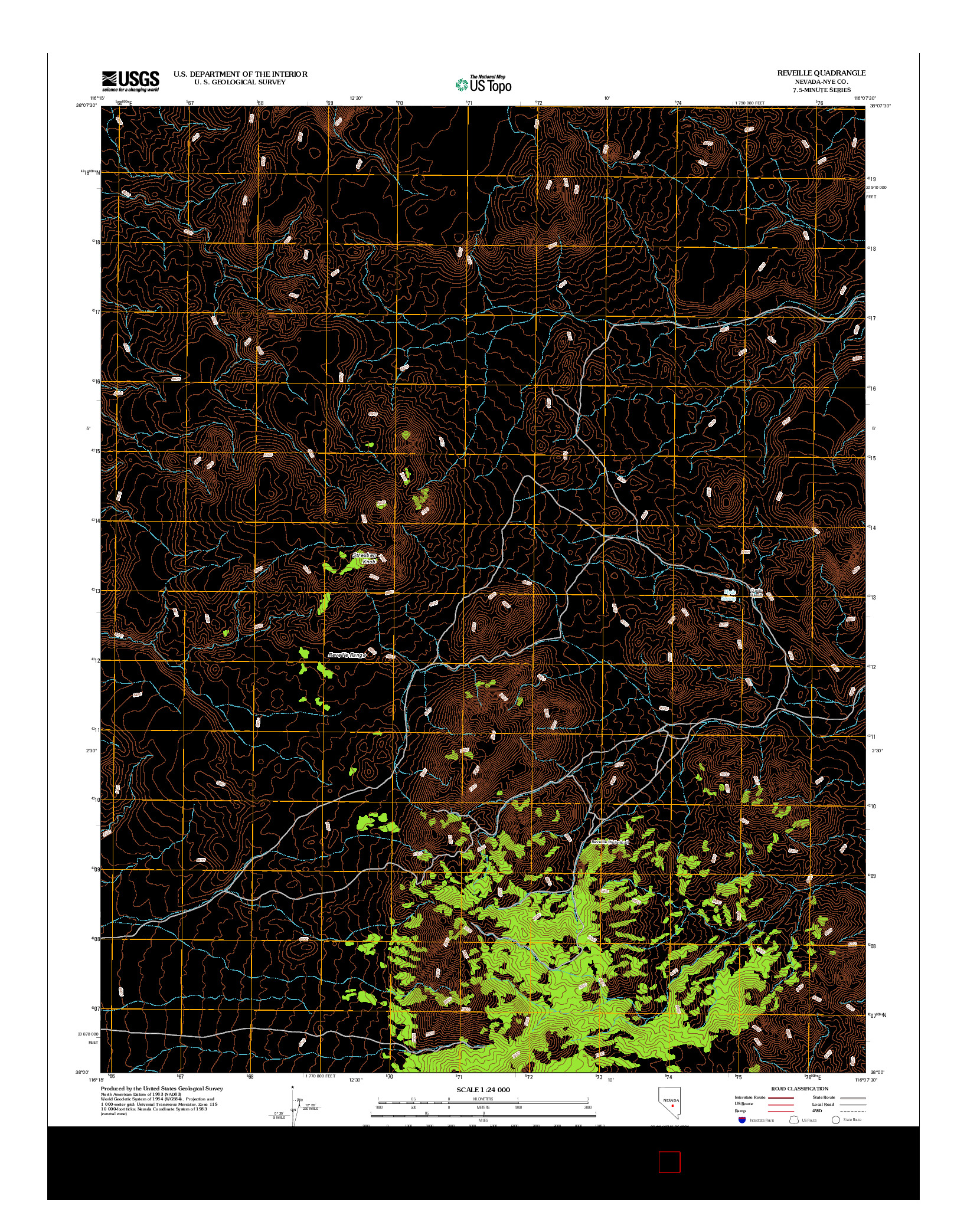 USGS US TOPO 7.5-MINUTE MAP FOR REVEILLE, NV 2012