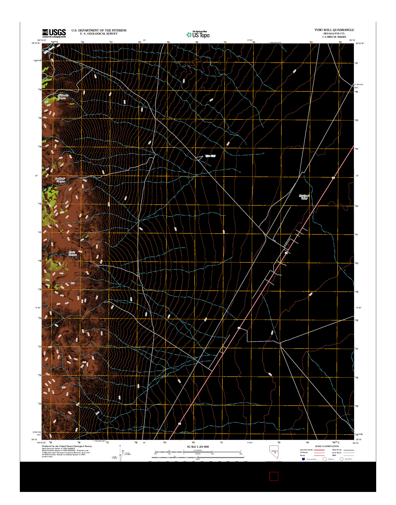 USGS US TOPO 7.5-MINUTE MAP FOR TYBO WELL, NV 2012