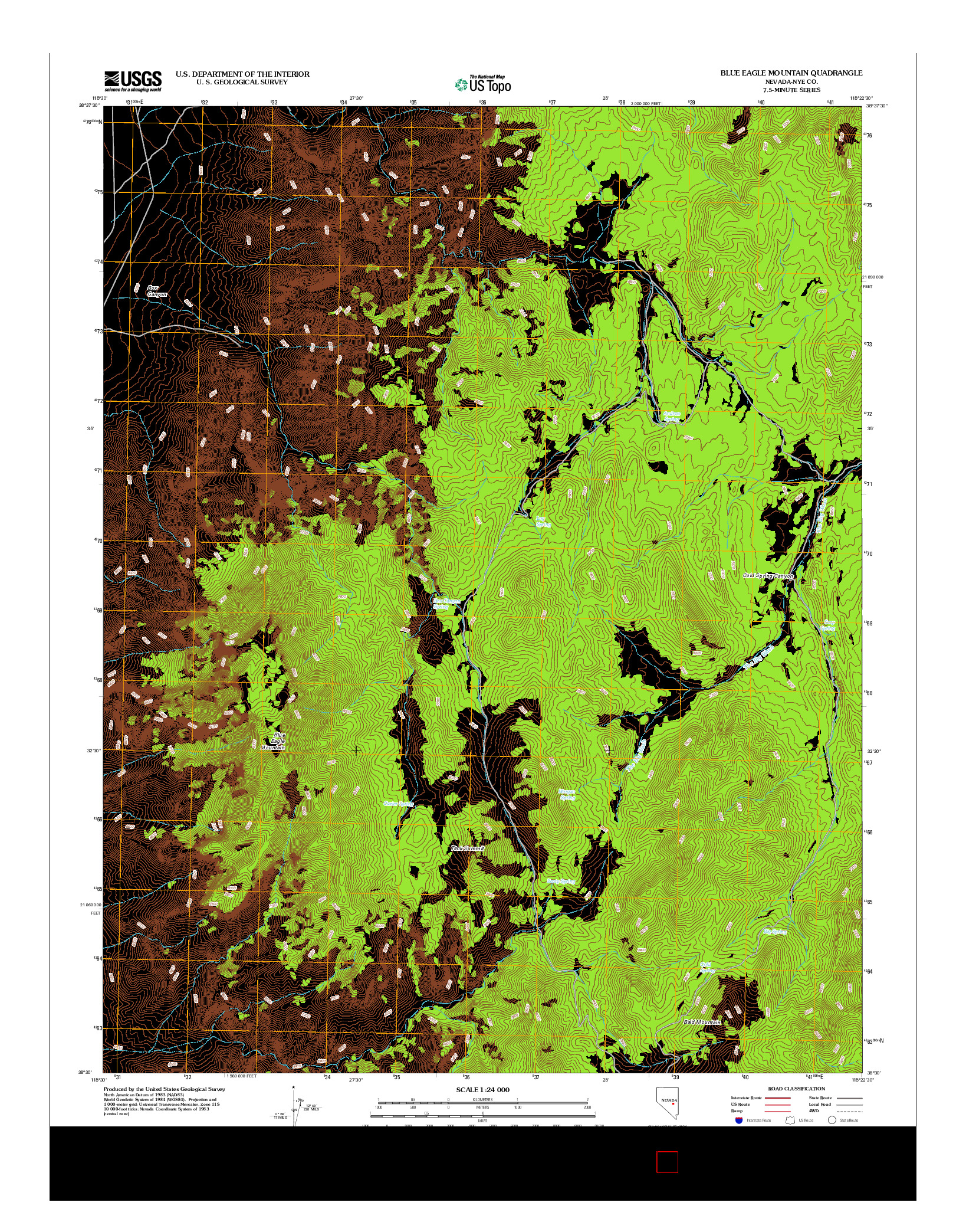 USGS US TOPO 7.5-MINUTE MAP FOR BLUE EAGLE MOUNTAIN, NV 2012