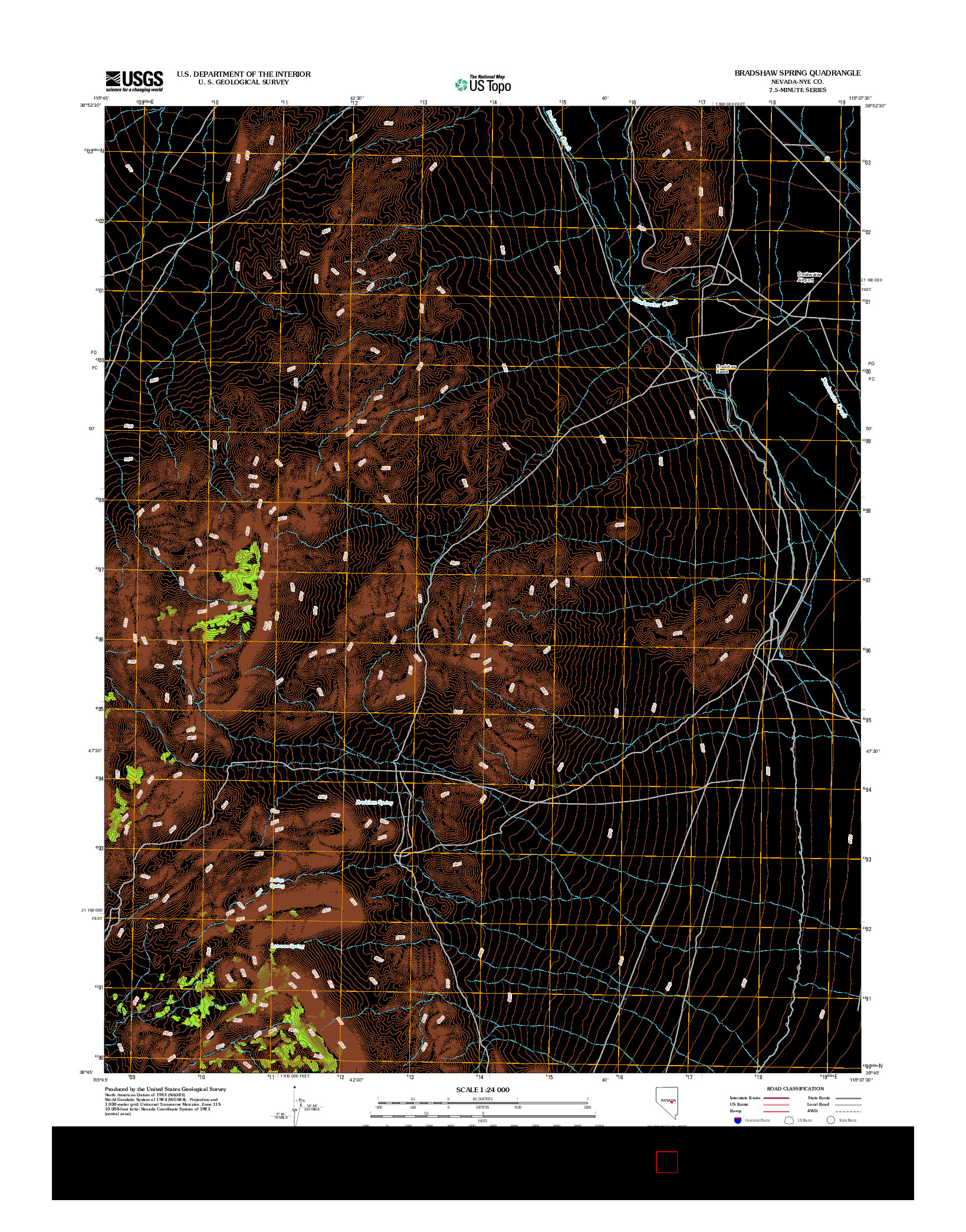 USGS US TOPO 7.5-MINUTE MAP FOR BRADSHAW SPRING, NV 2012