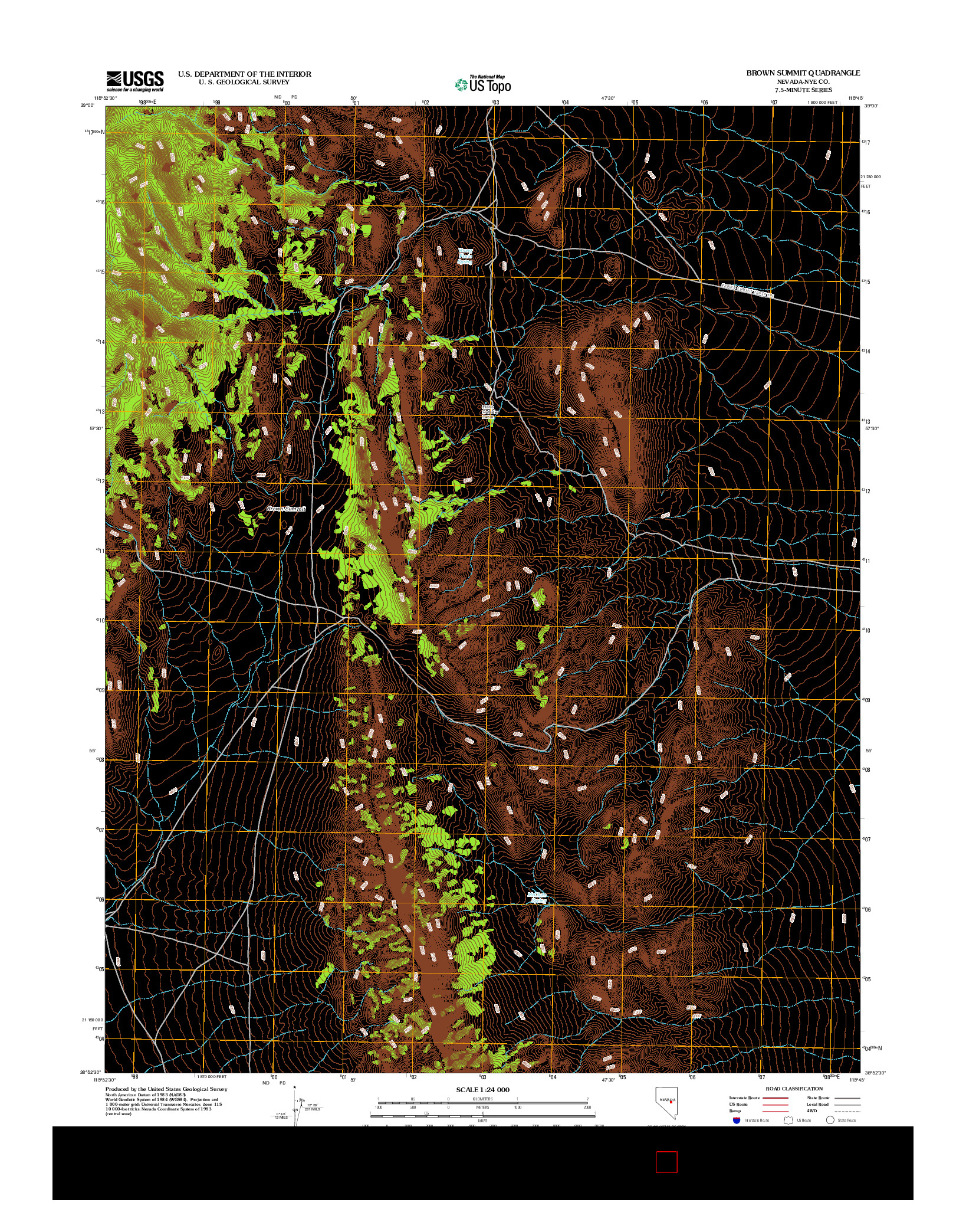 USGS US TOPO 7.5-MINUTE MAP FOR BROWN SUMMIT, NV 2012