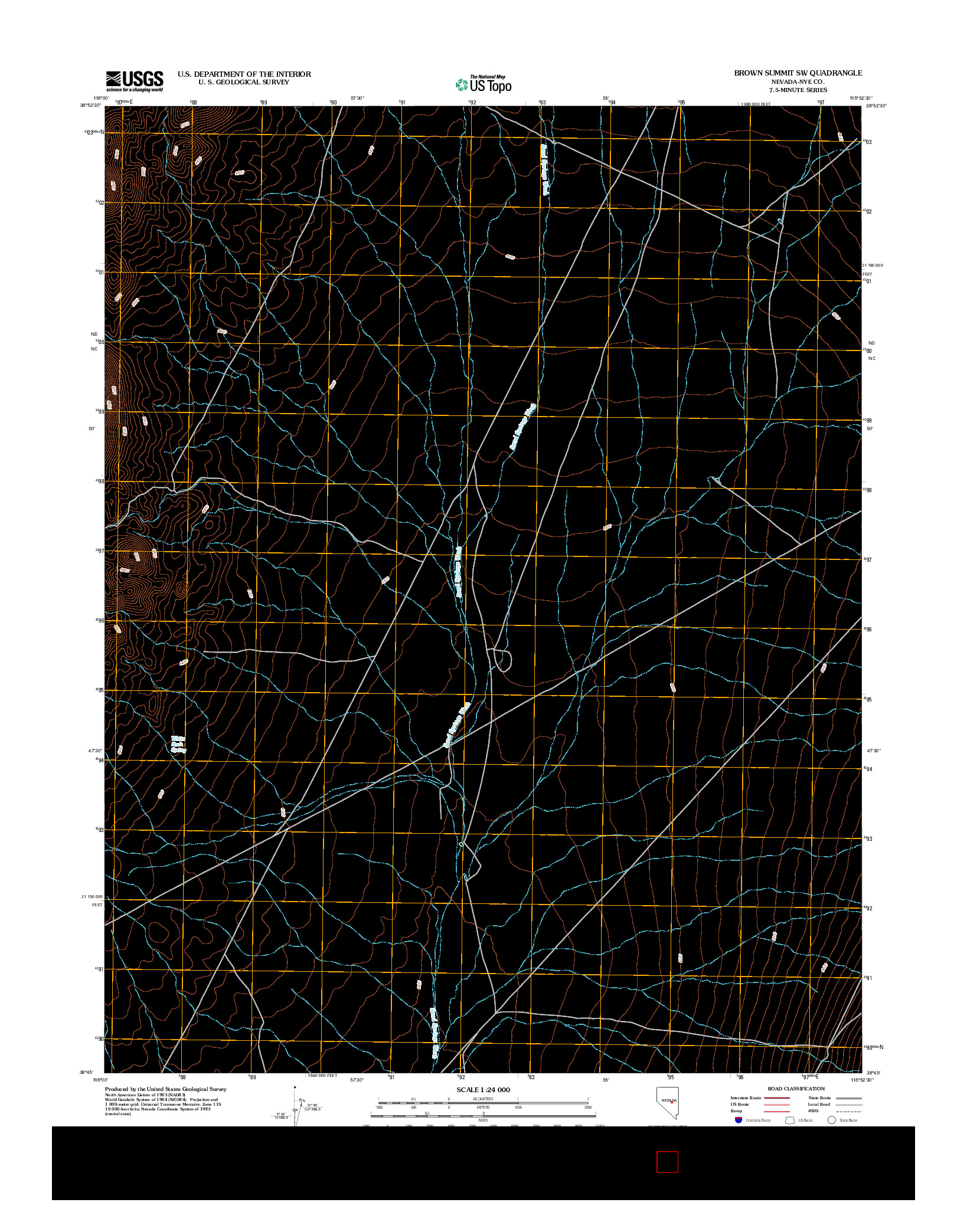 USGS US TOPO 7.5-MINUTE MAP FOR BROWN SUMMIT SW, NV 2012