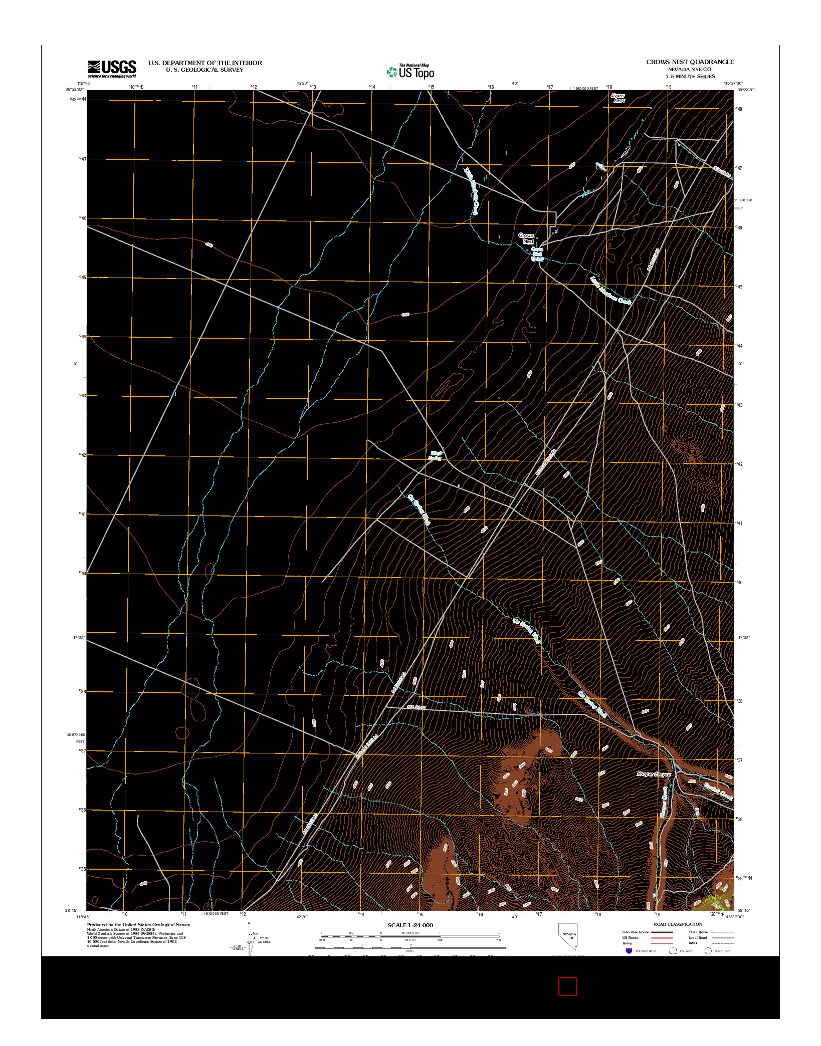 USGS US TOPO 7.5-MINUTE MAP FOR CROWS NEST, NV 2012