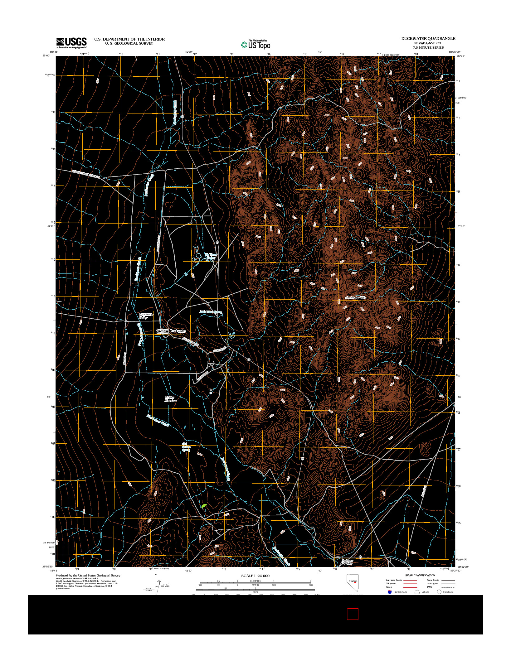 USGS US TOPO 7.5-MINUTE MAP FOR DUCKWATER, NV 2012