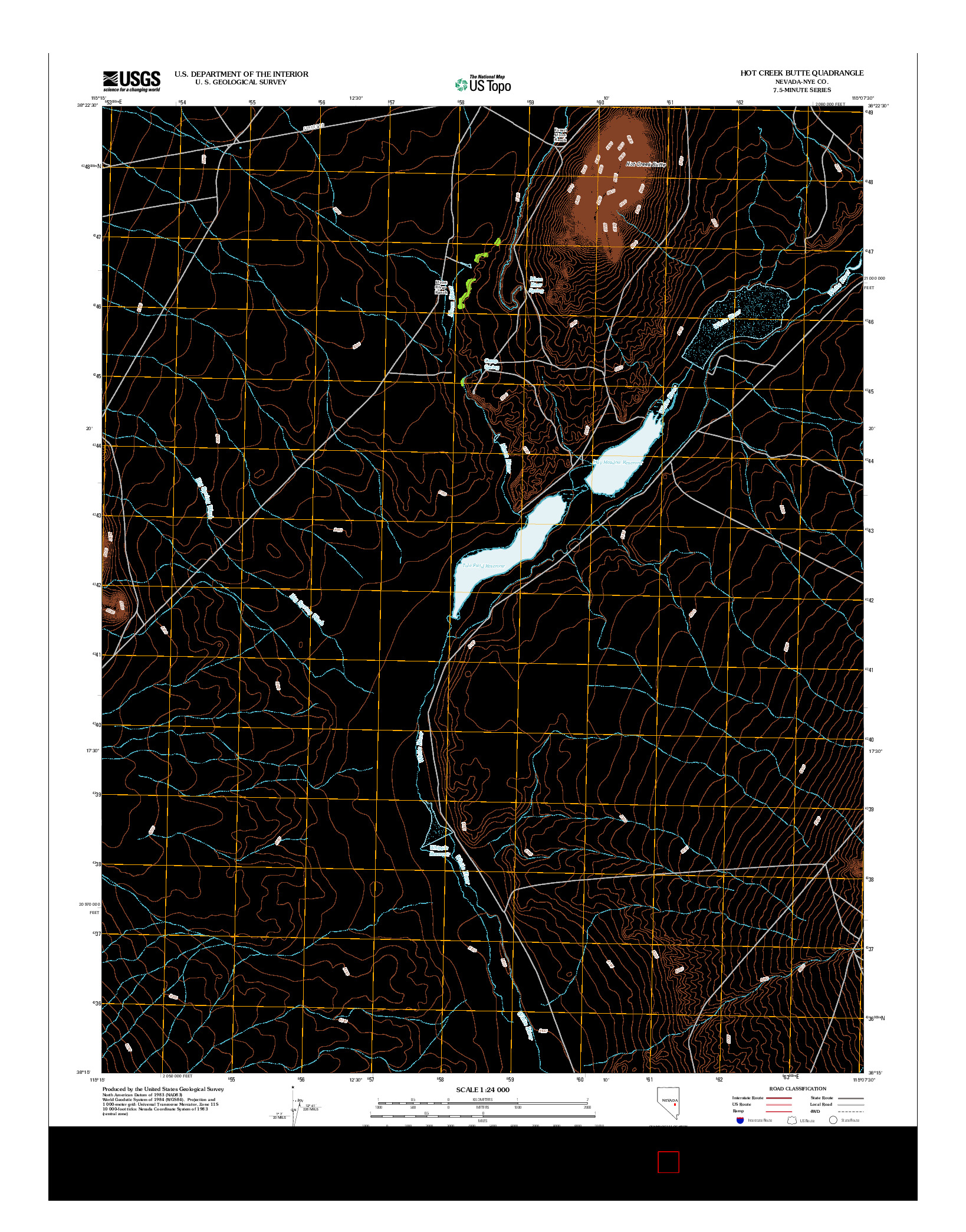 USGS US TOPO 7.5-MINUTE MAP FOR HOT CREEK BUTTE, NV 2012