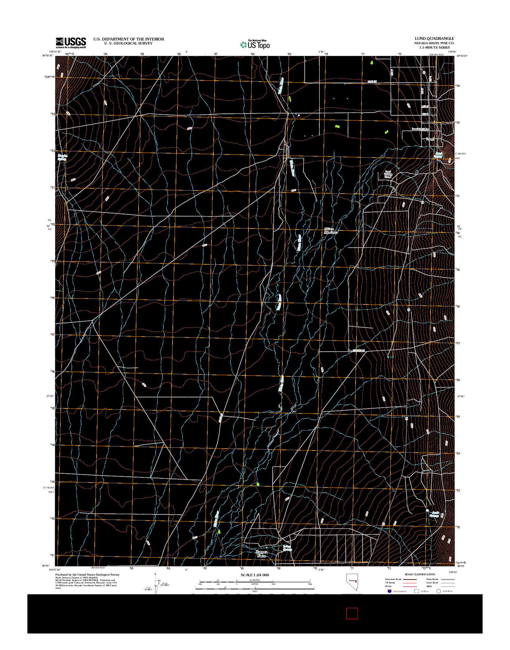 USGS US TOPO 7.5-MINUTE MAP FOR LUND, NV 2012