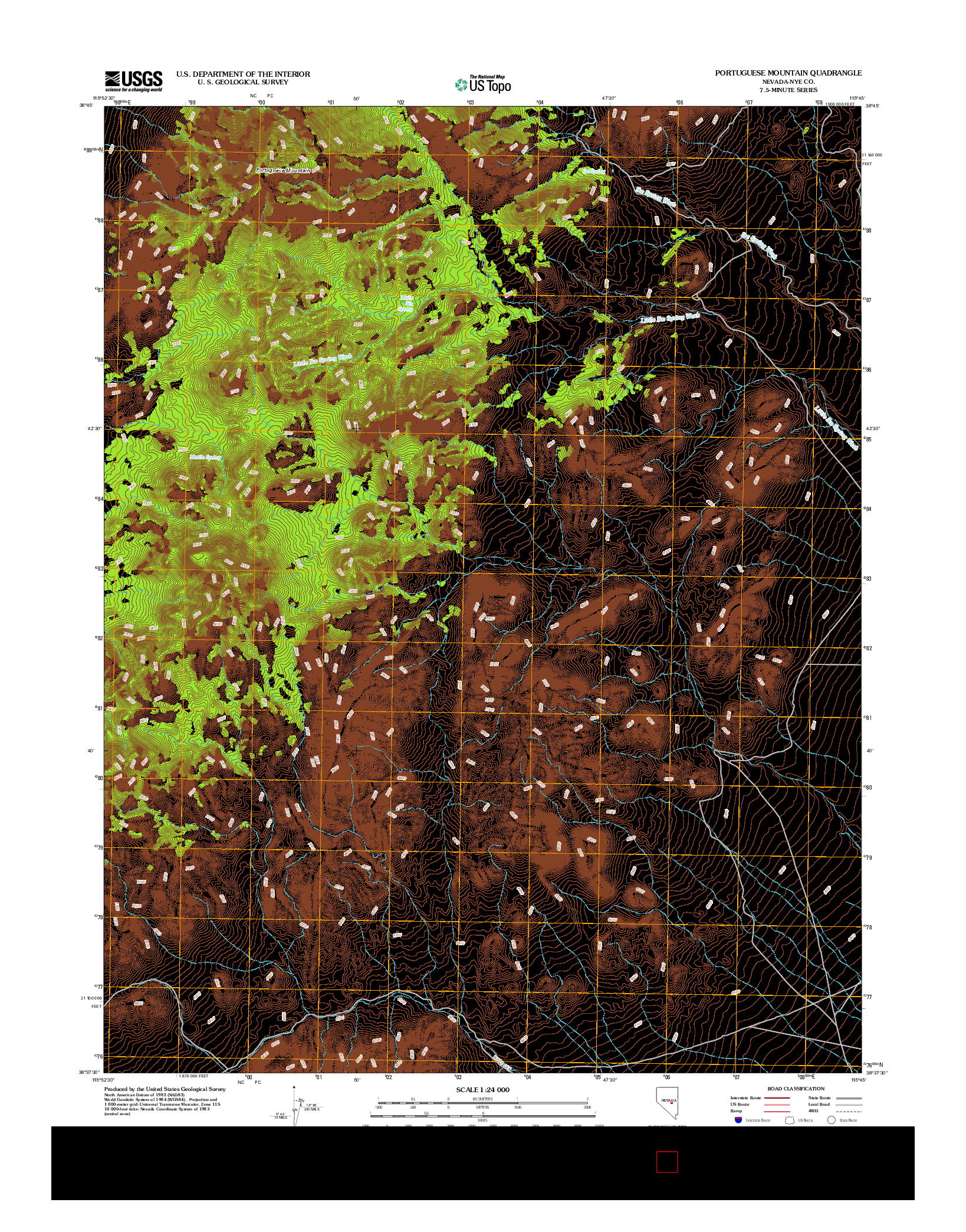 USGS US TOPO 7.5-MINUTE MAP FOR PORTUGUESE MOUNTAIN, NV 2012