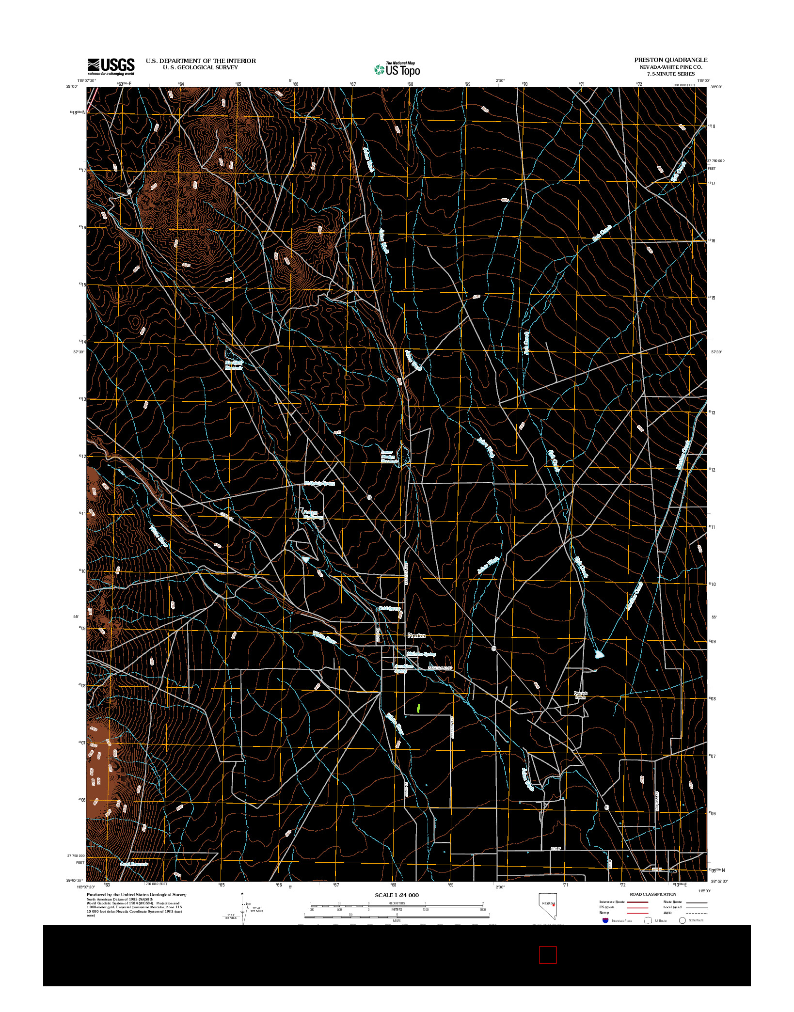 USGS US TOPO 7.5-MINUTE MAP FOR PRESTON, NV 2012