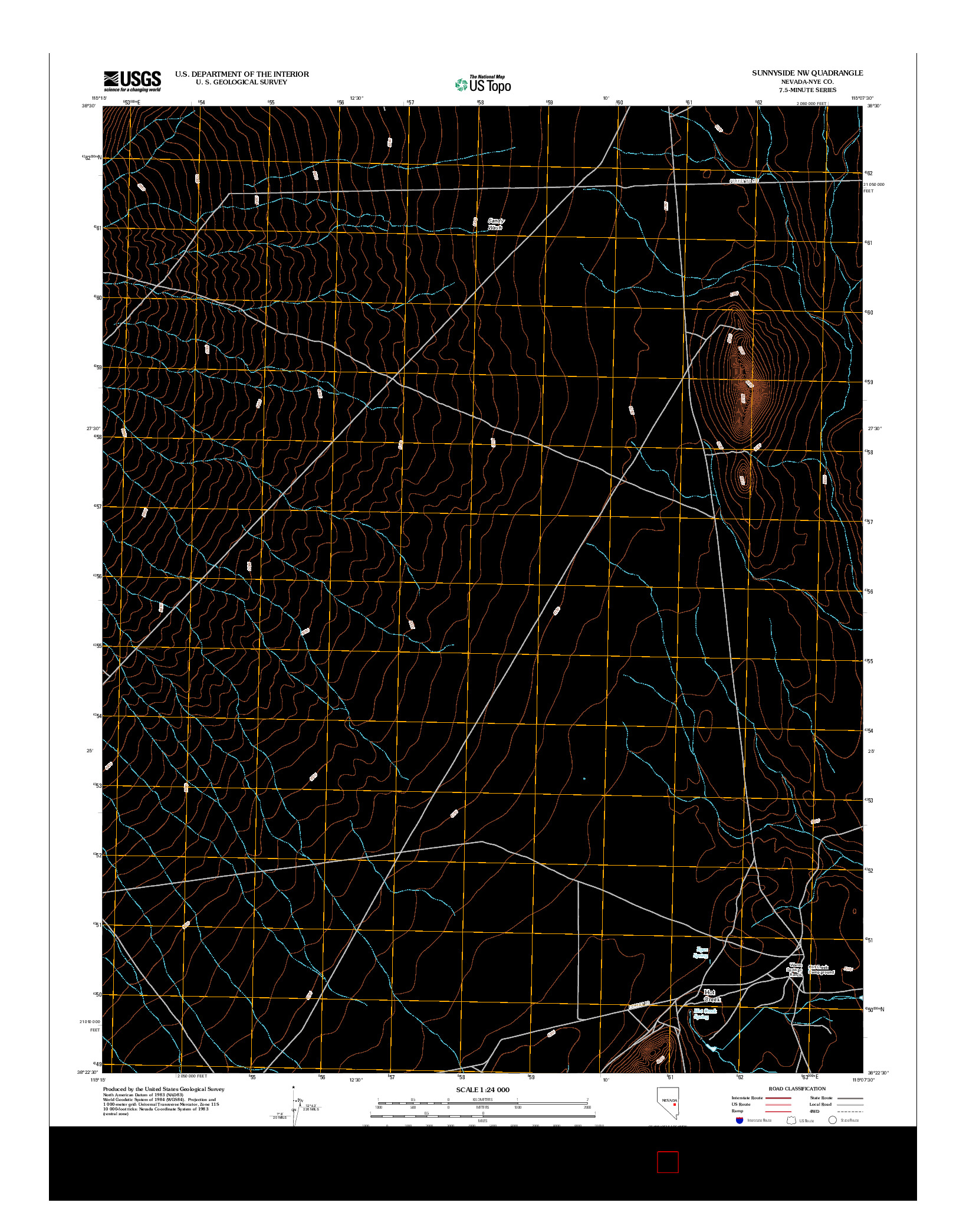 USGS US TOPO 7.5-MINUTE MAP FOR SUNNYSIDE NW, NV 2012