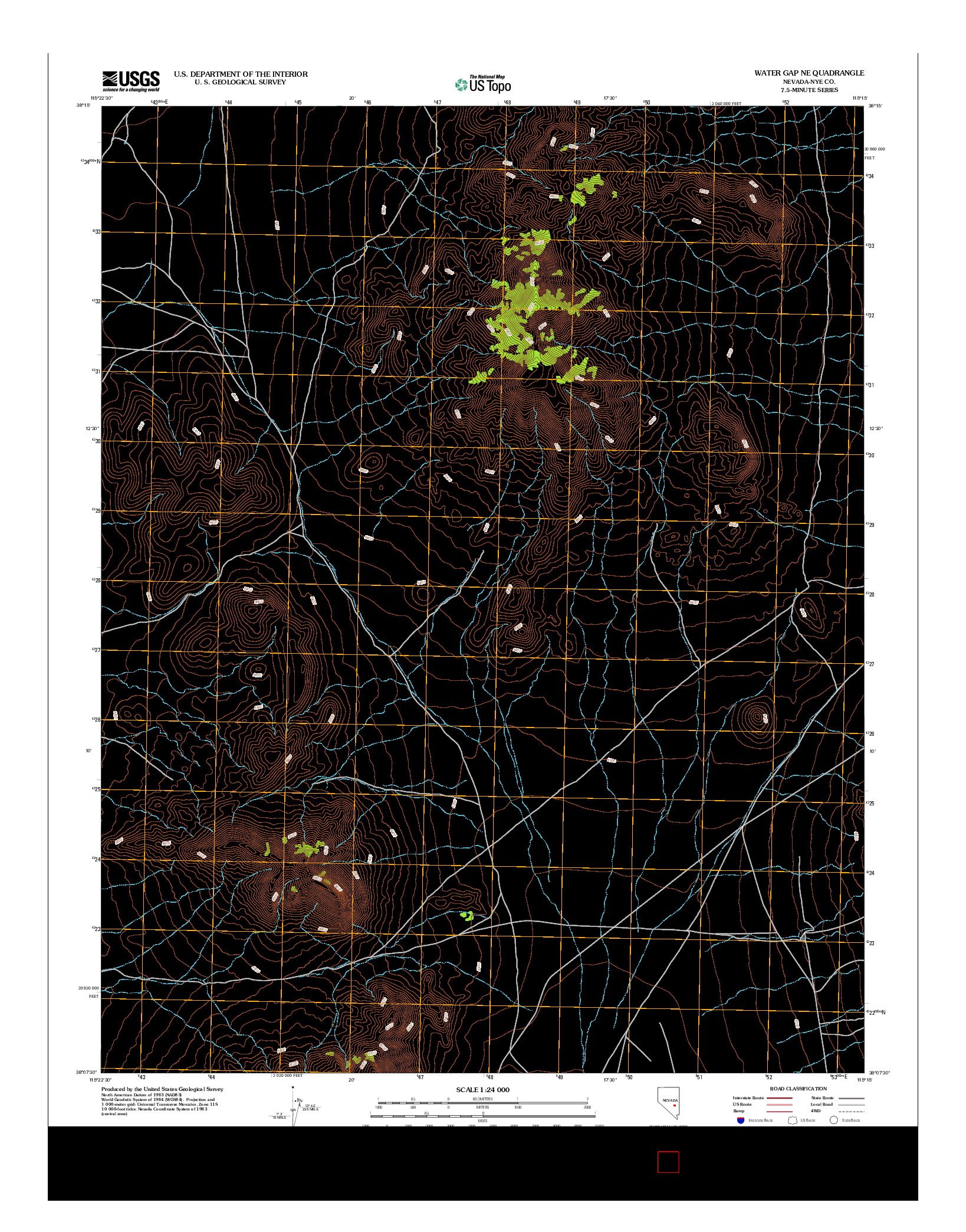 USGS US TOPO 7.5-MINUTE MAP FOR WATER GAP NE, NV 2012