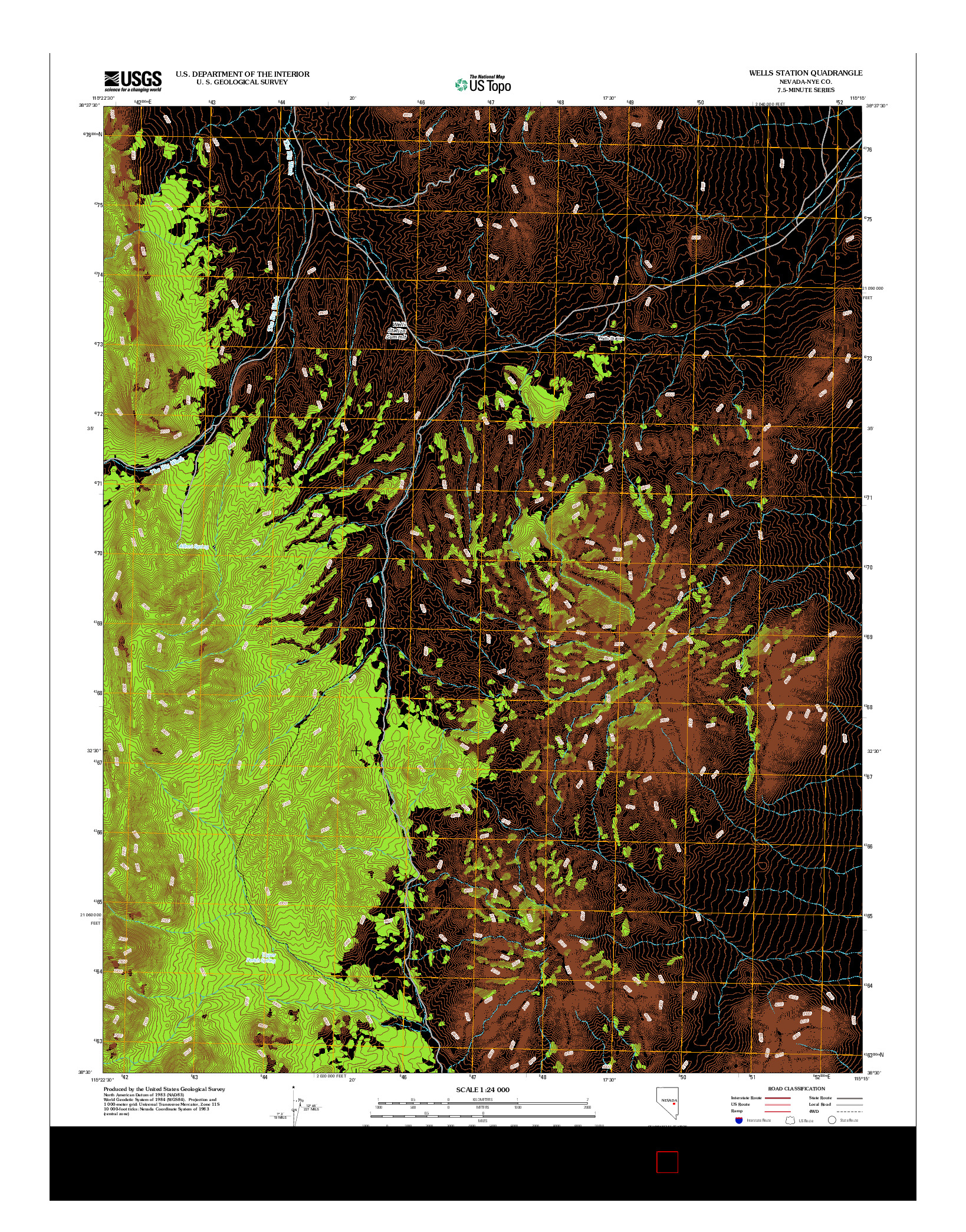 USGS US TOPO 7.5-MINUTE MAP FOR WELLS STATION, NV 2012