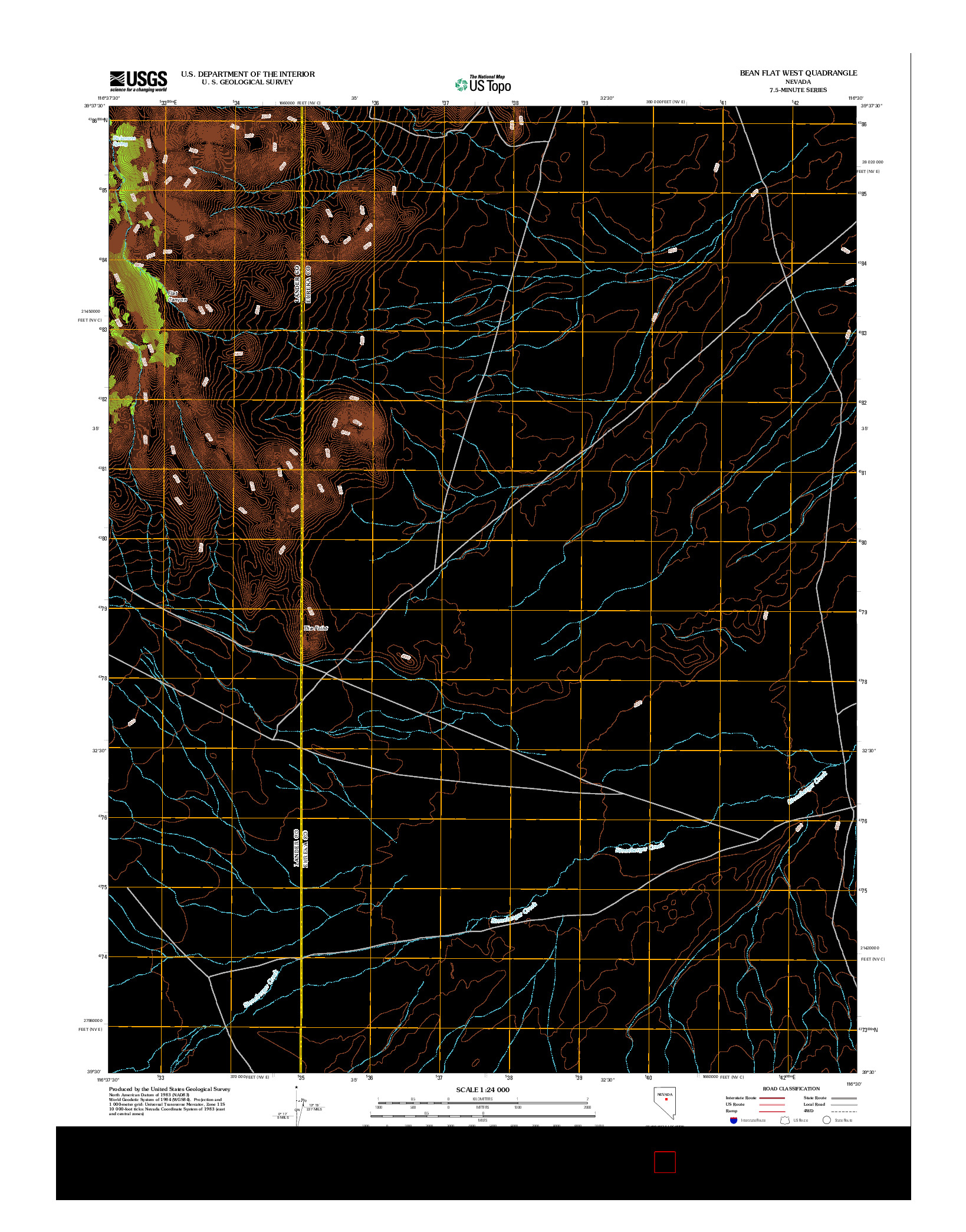 USGS US TOPO 7.5-MINUTE MAP FOR BEAN FLAT WEST, NV 2012