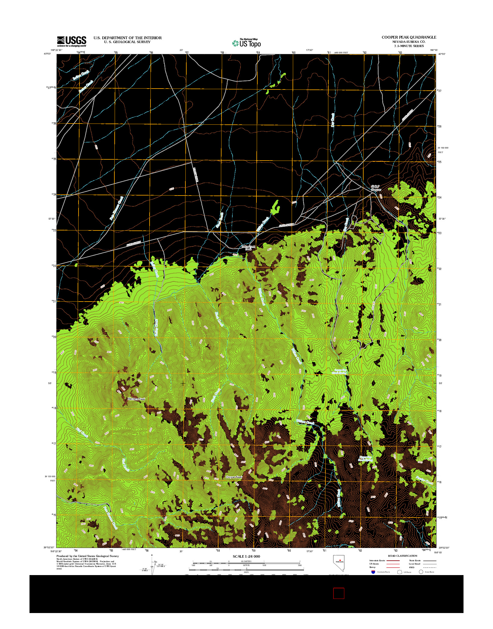 USGS US TOPO 7.5-MINUTE MAP FOR COOPER PEAK, NV 2012