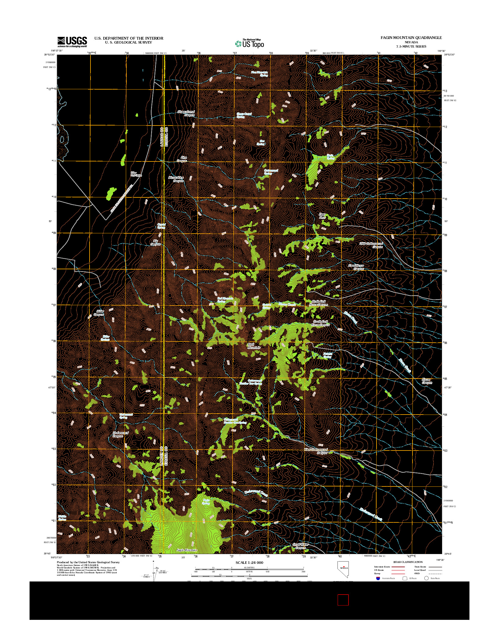 USGS US TOPO 7.5-MINUTE MAP FOR FAGIN MOUNTAIN, NV 2012