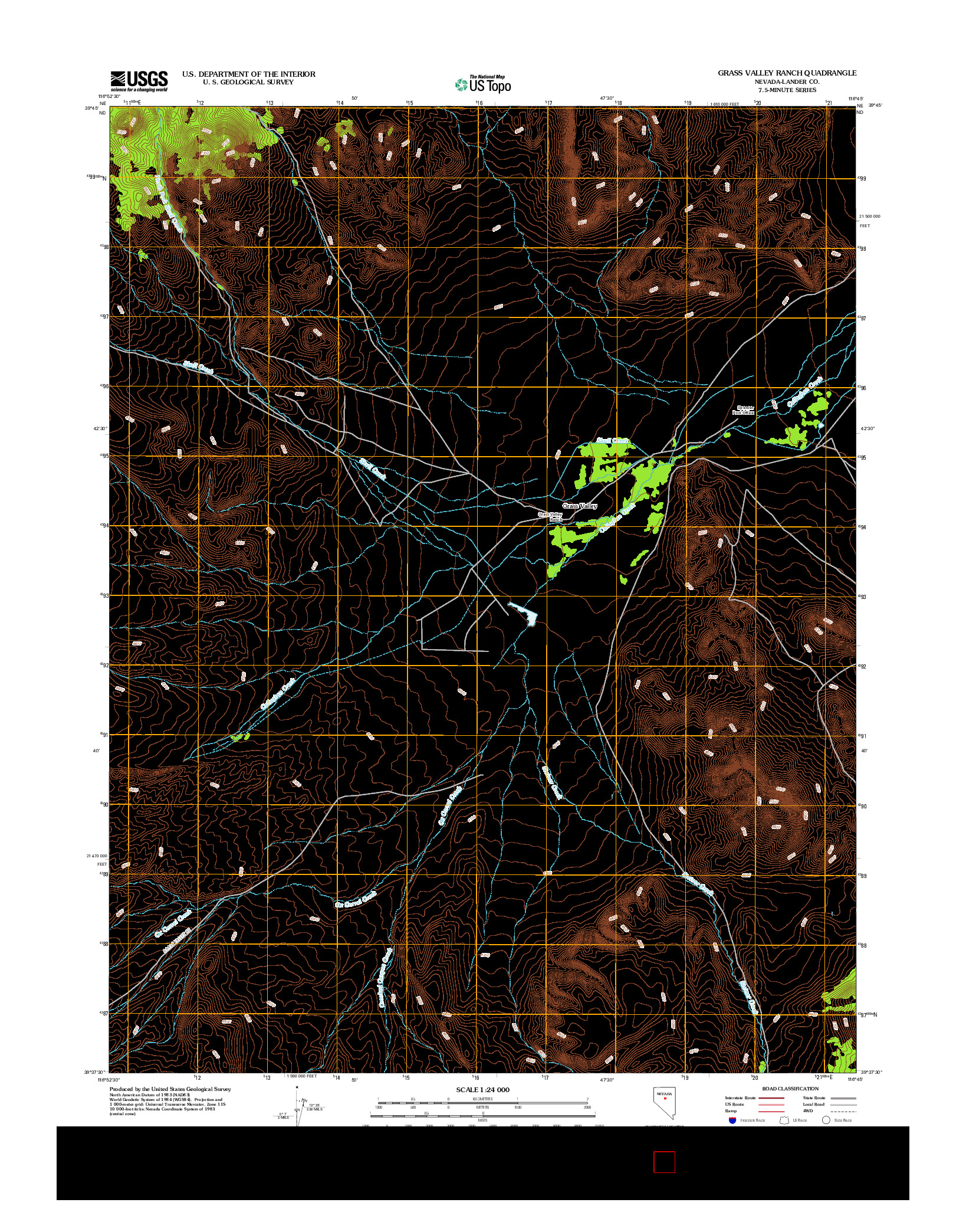 USGS US TOPO 7.5-MINUTE MAP FOR GRASS VALLEY RANCH, NV 2012