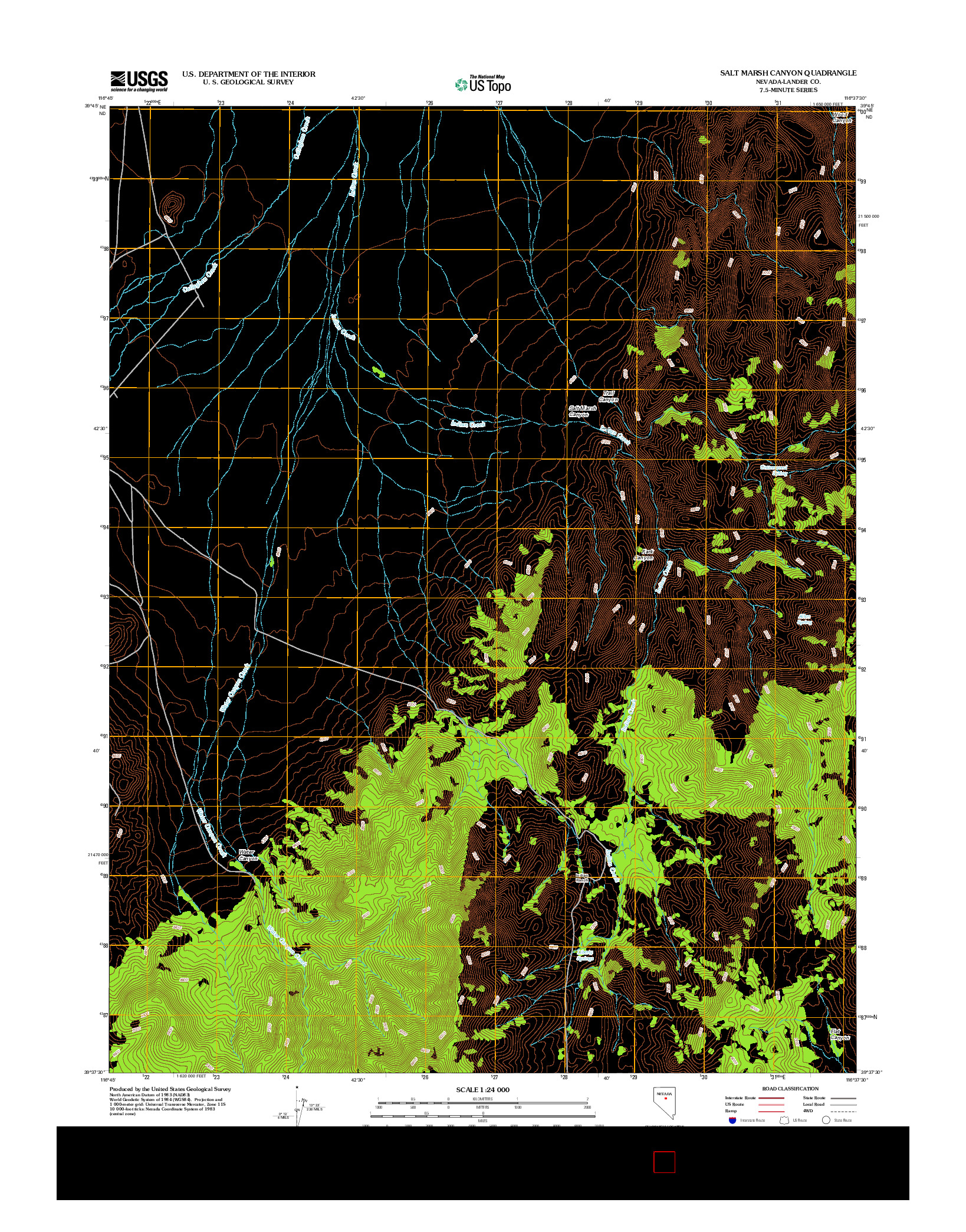 USGS US TOPO 7.5-MINUTE MAP FOR SALT MARSH CANYON, NV 2012