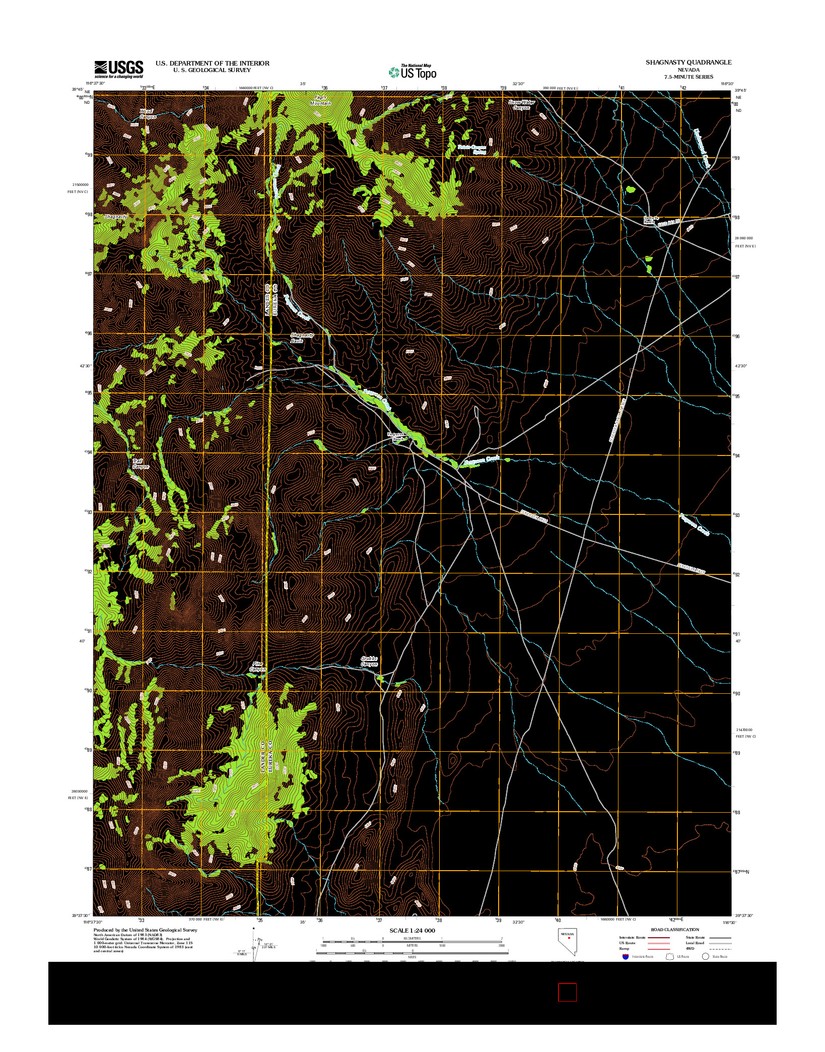 USGS US TOPO 7.5-MINUTE MAP FOR SHAGNASTY, NV 2012