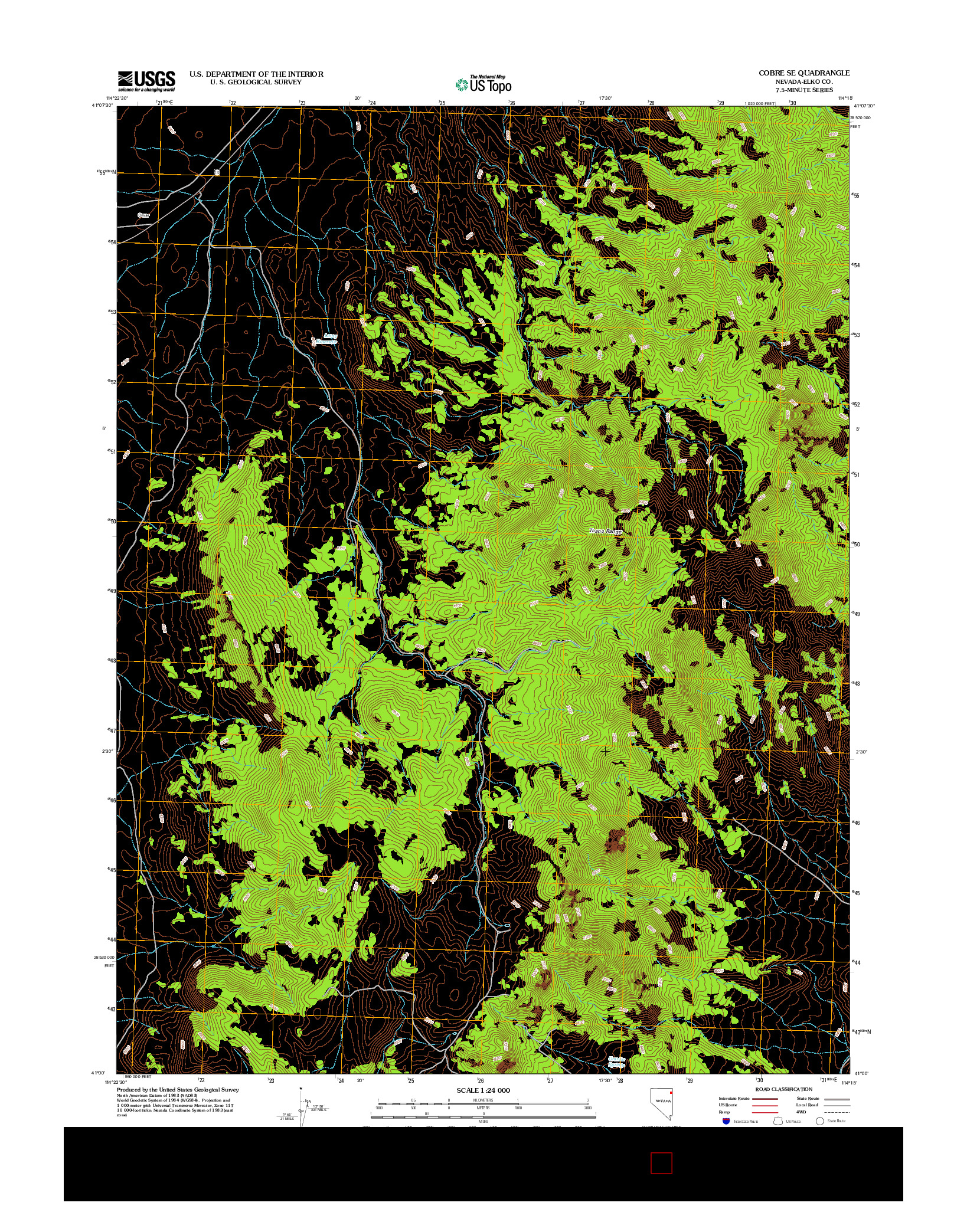 USGS US TOPO 7.5-MINUTE MAP FOR COBRE SE, NV 2012