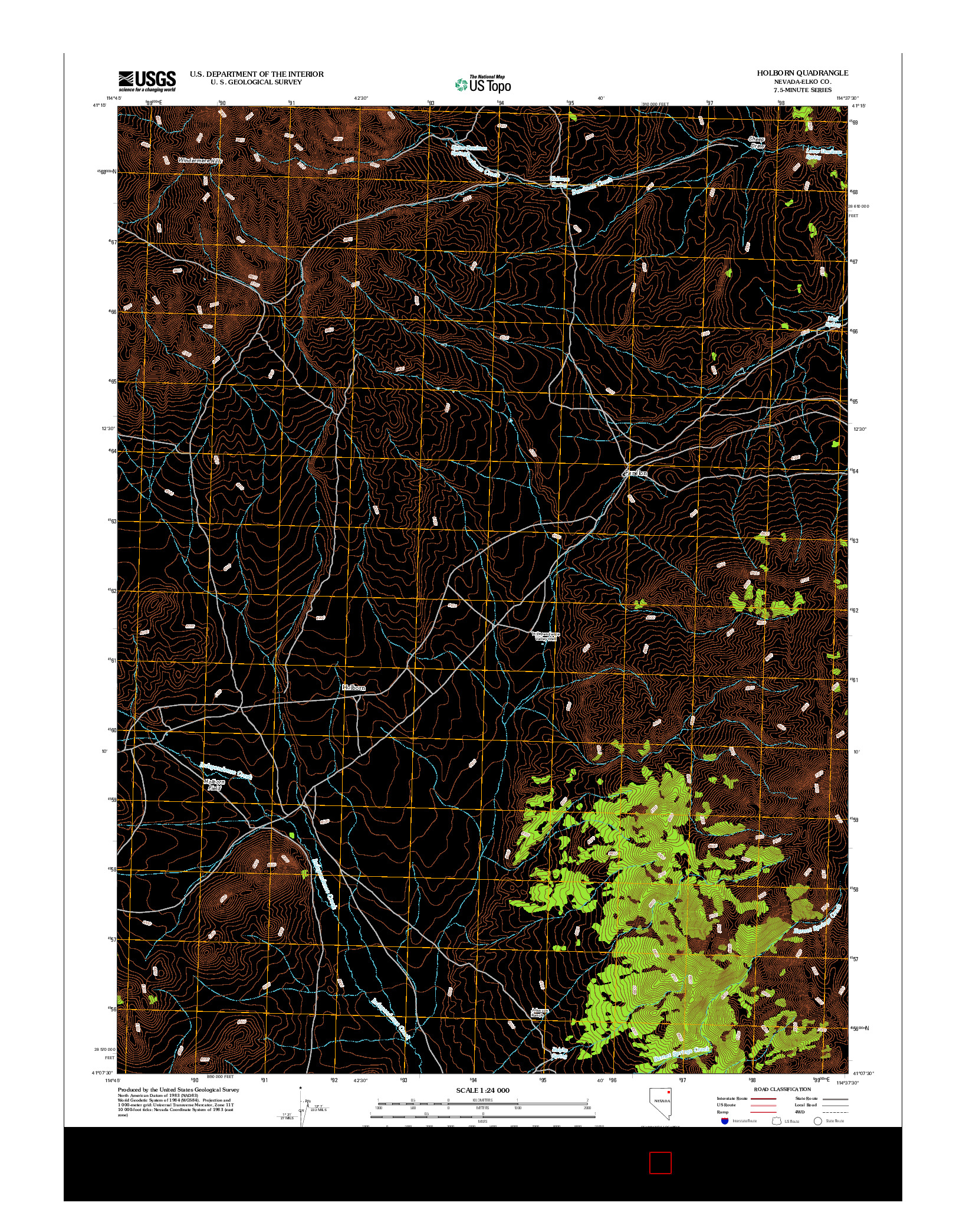 USGS US TOPO 7.5-MINUTE MAP FOR HOLBORN, NV 2012