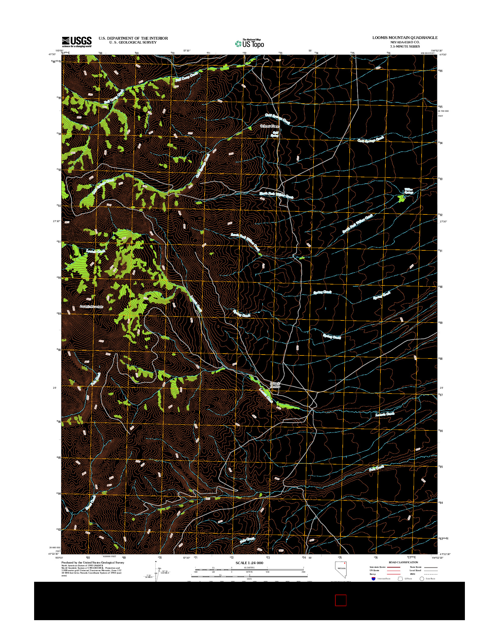 USGS US TOPO 7.5-MINUTE MAP FOR LOOMIS MOUNTAIN, NV 2012