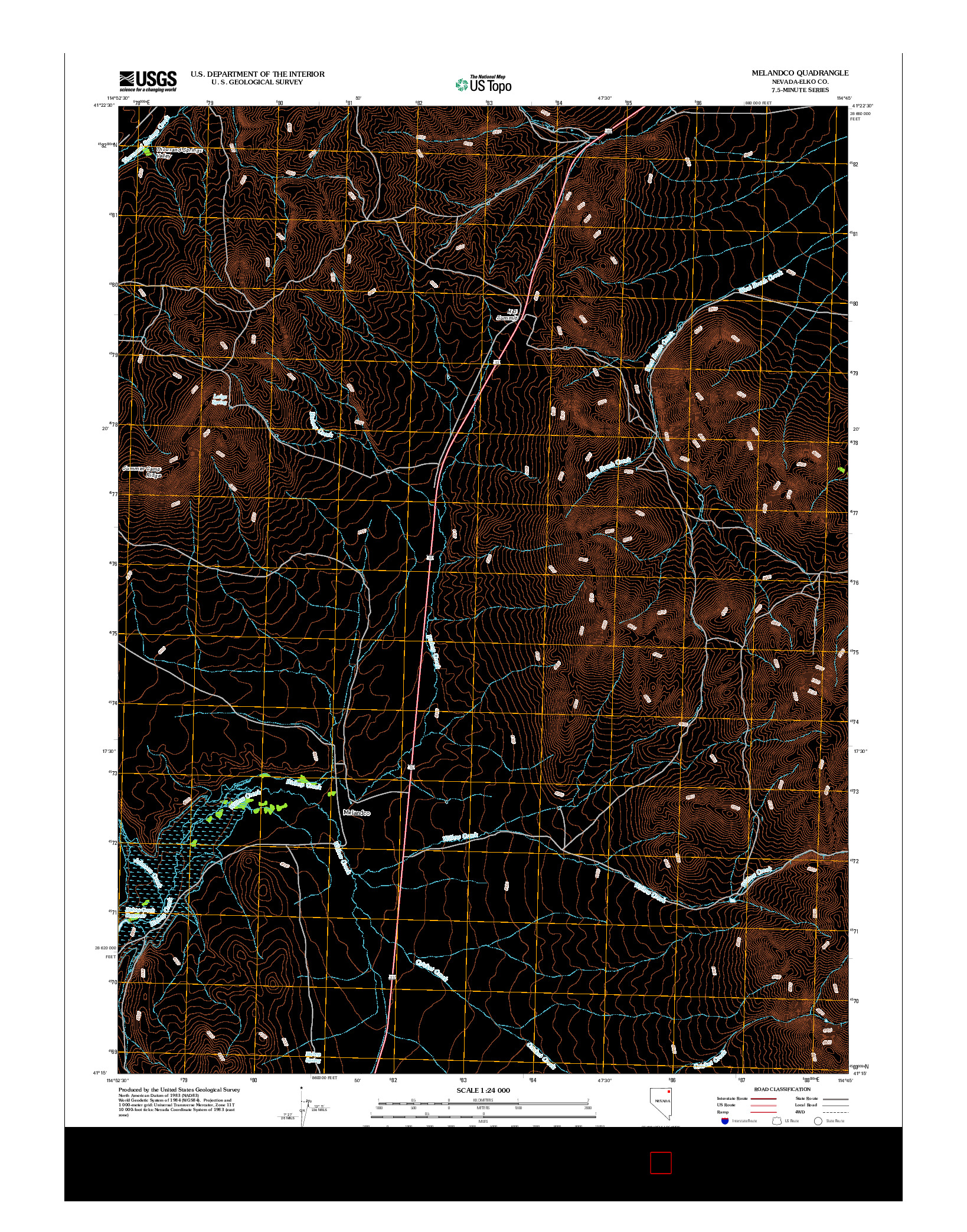 USGS US TOPO 7.5-MINUTE MAP FOR MELANDCO, NV 2012
