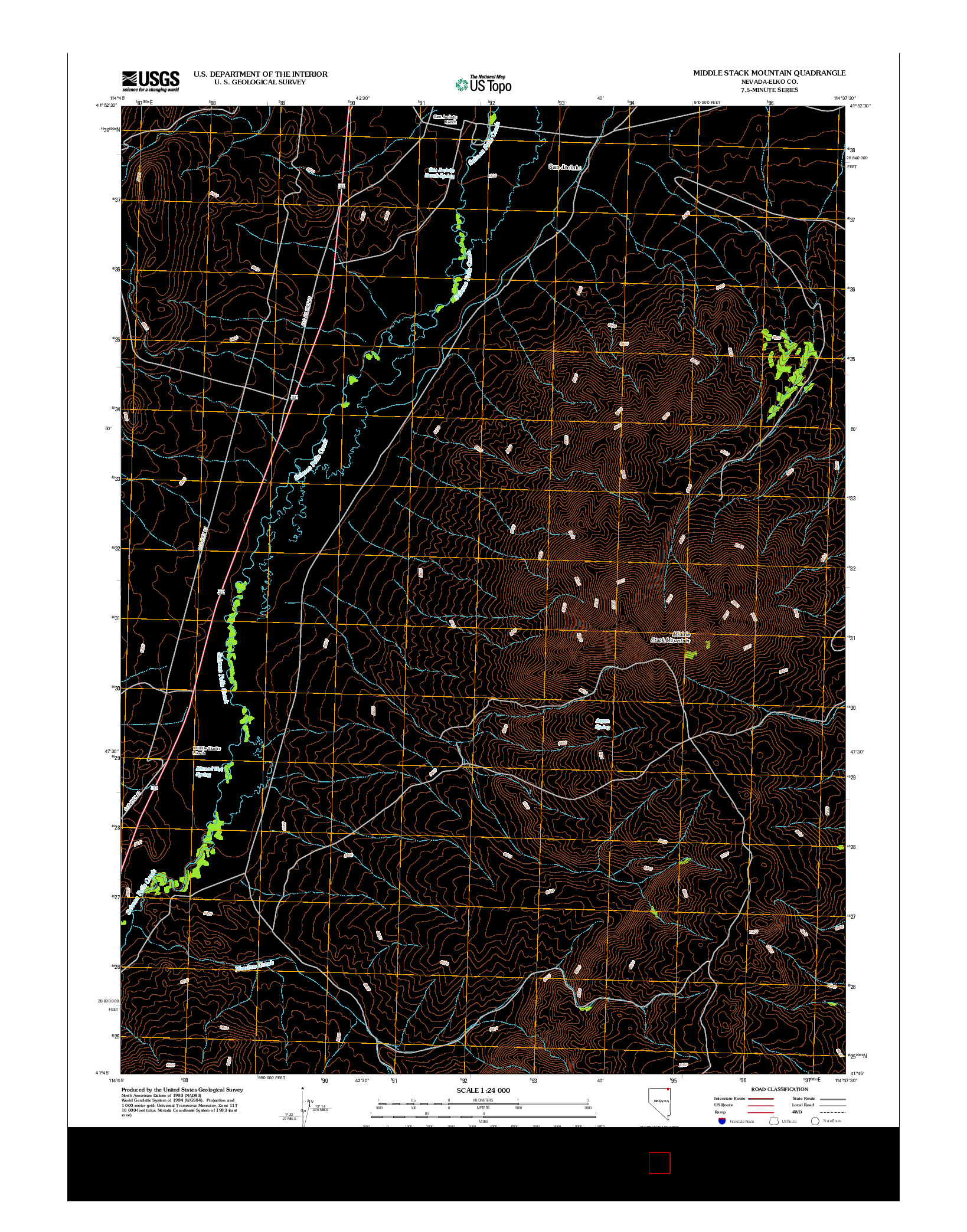 USGS US TOPO 7.5-MINUTE MAP FOR MIDDLE STACK MOUNTAIN, NV 2012