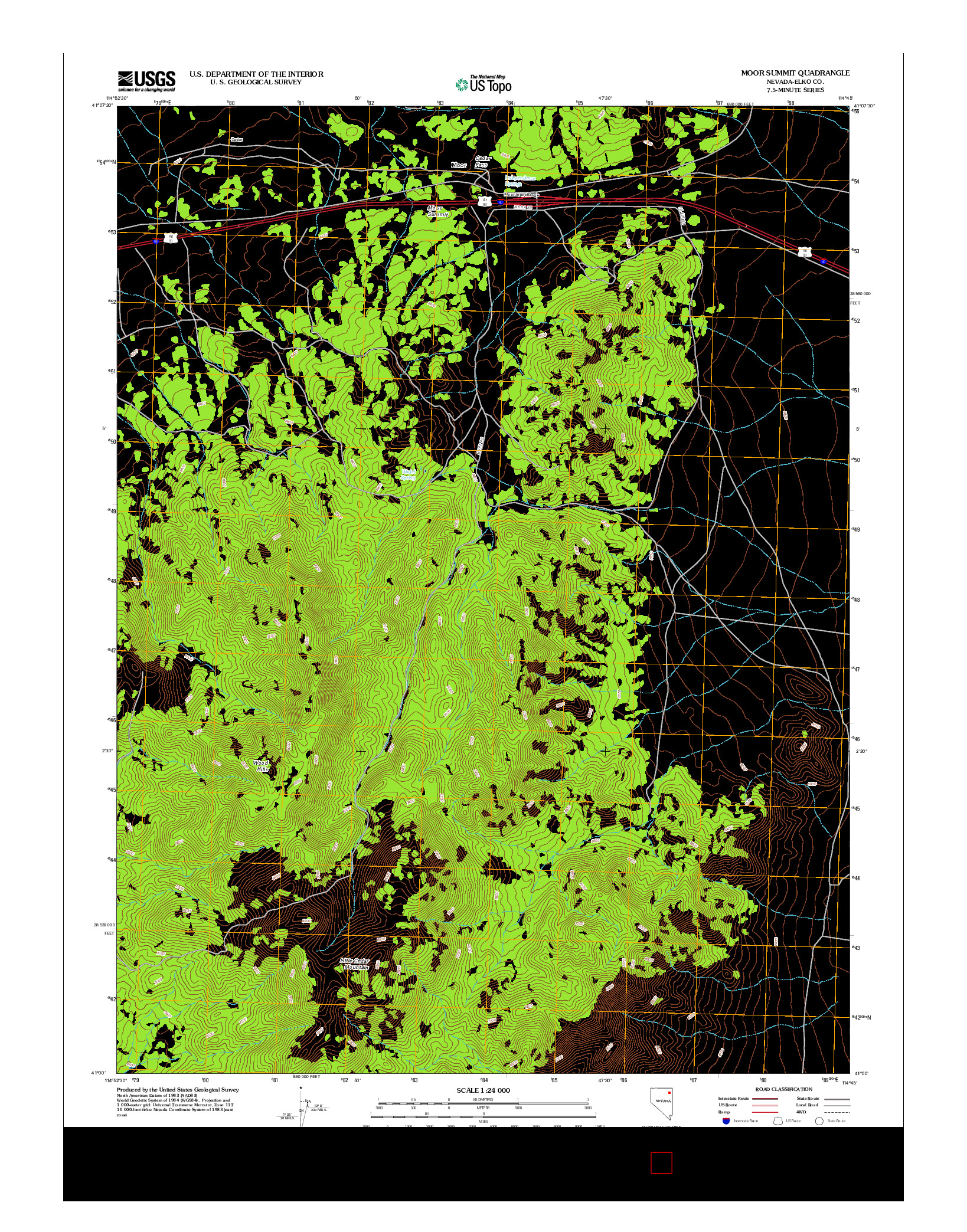 USGS US TOPO 7.5-MINUTE MAP FOR MOOR SUMMIT, NV 2012