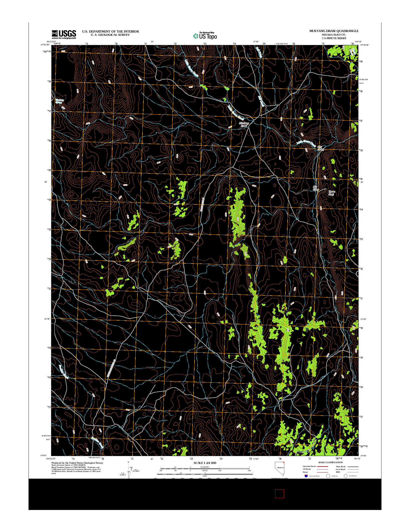 USGS US TOPO 7.5-MINUTE MAP FOR MUSTANG DRAW, NV 2012