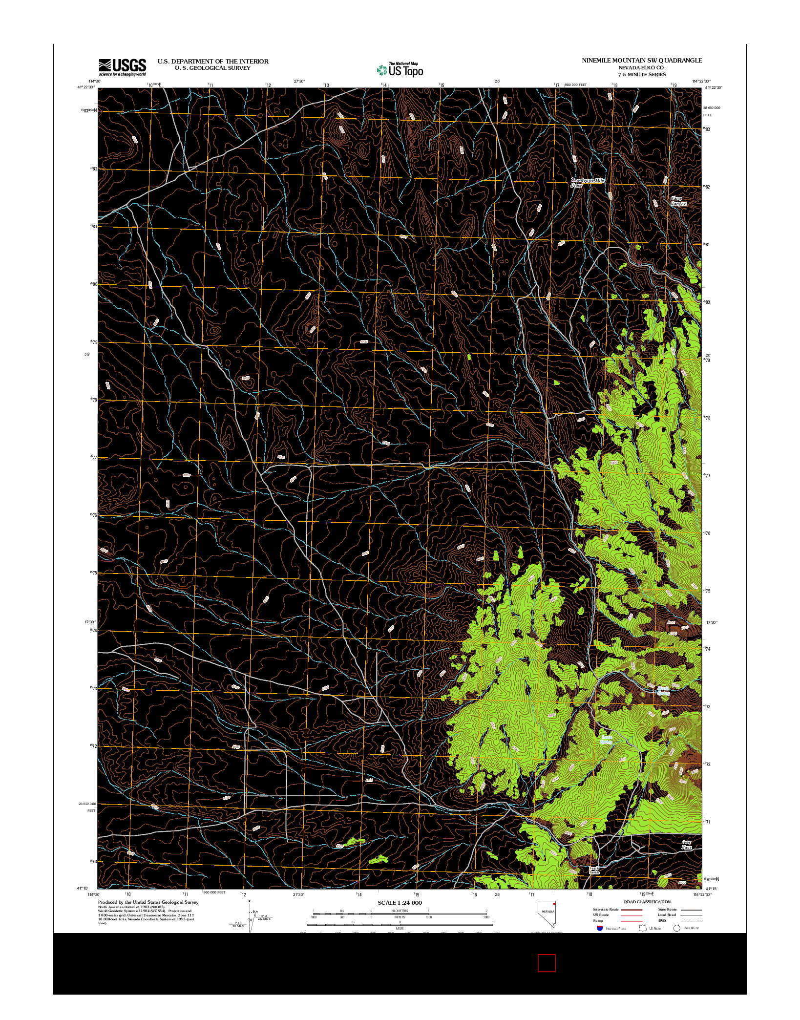 USGS US TOPO 7.5-MINUTE MAP FOR NINEMILE MOUNTAIN SW, NV 2012