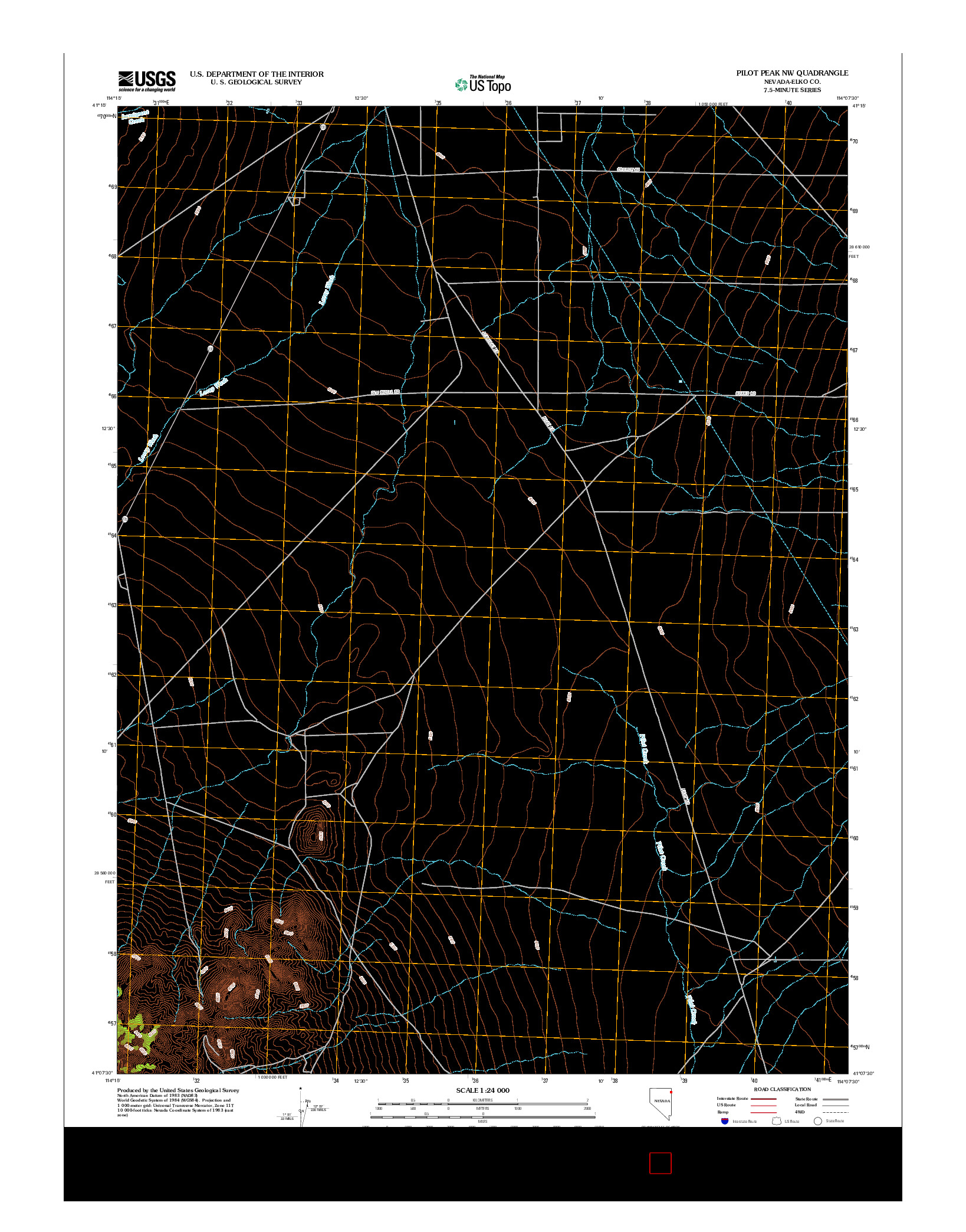 USGS US TOPO 7.5-MINUTE MAP FOR PILOT PEAK NW, NV 2012