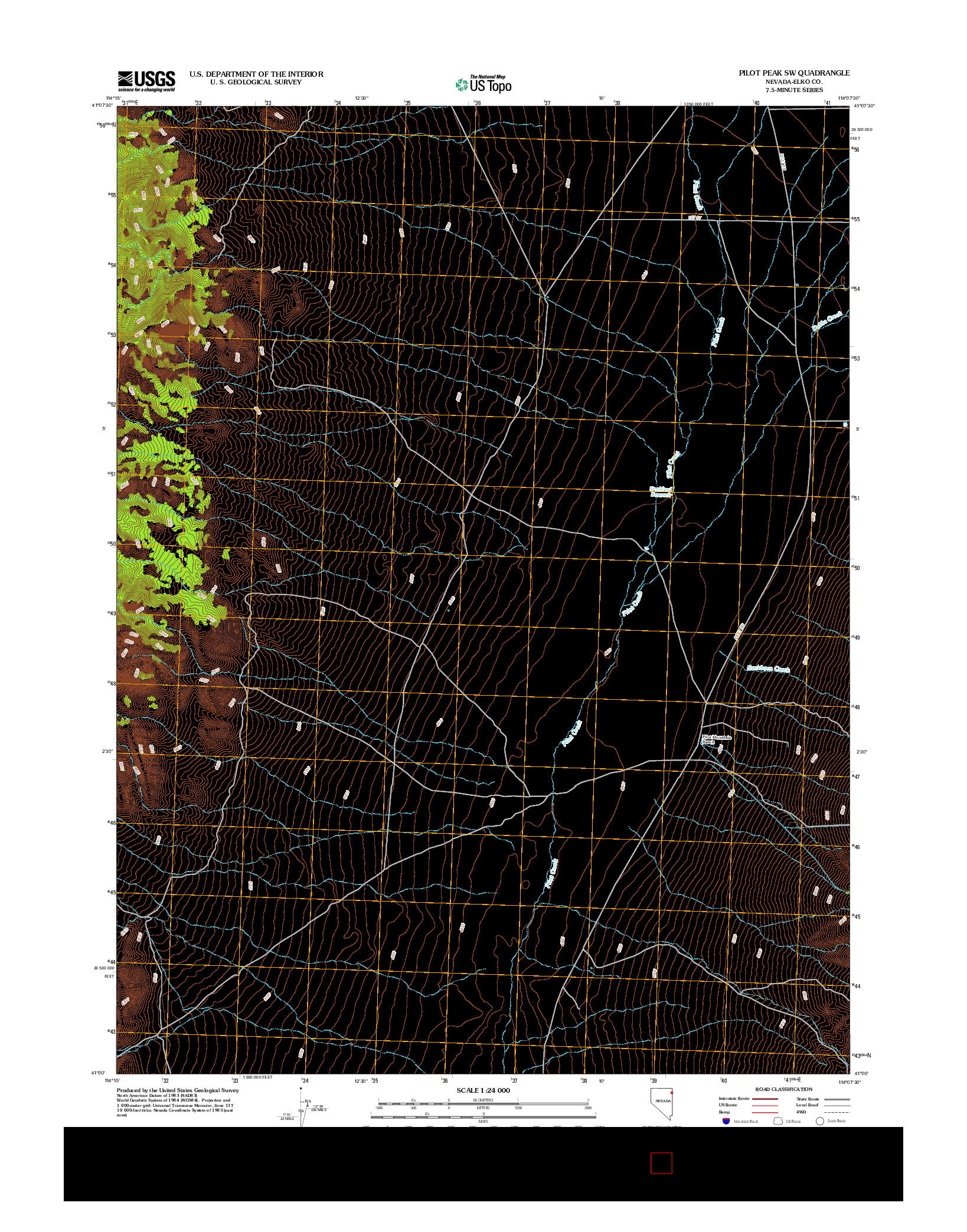 USGS US TOPO 7.5-MINUTE MAP FOR PILOT PEAK SW, NV 2012