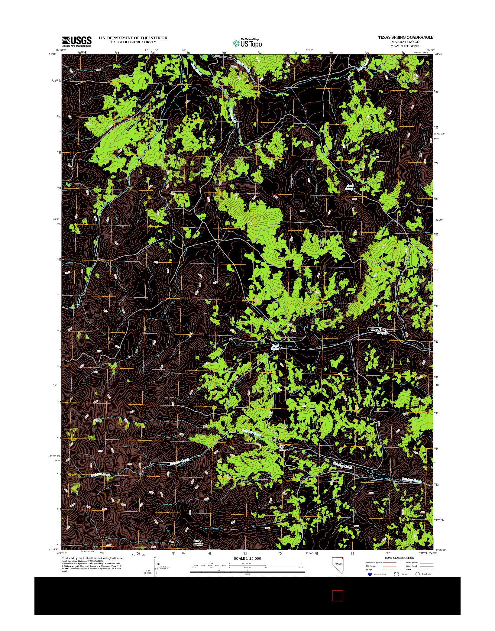 USGS US TOPO 7.5-MINUTE MAP FOR TEXAS SPRING, NV 2012