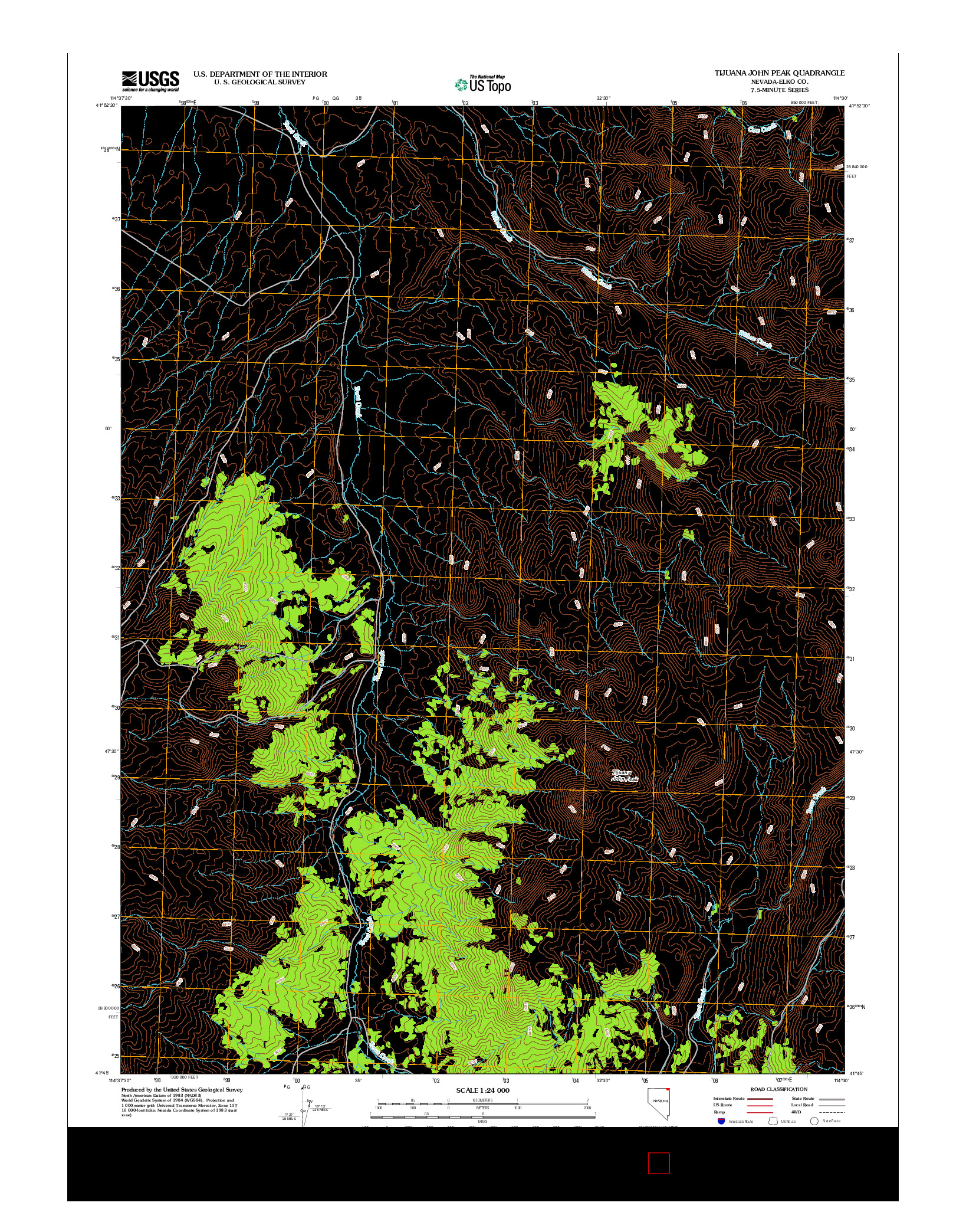 USGS US TOPO 7.5-MINUTE MAP FOR TIJUANA JOHN PEAK, NV 2012