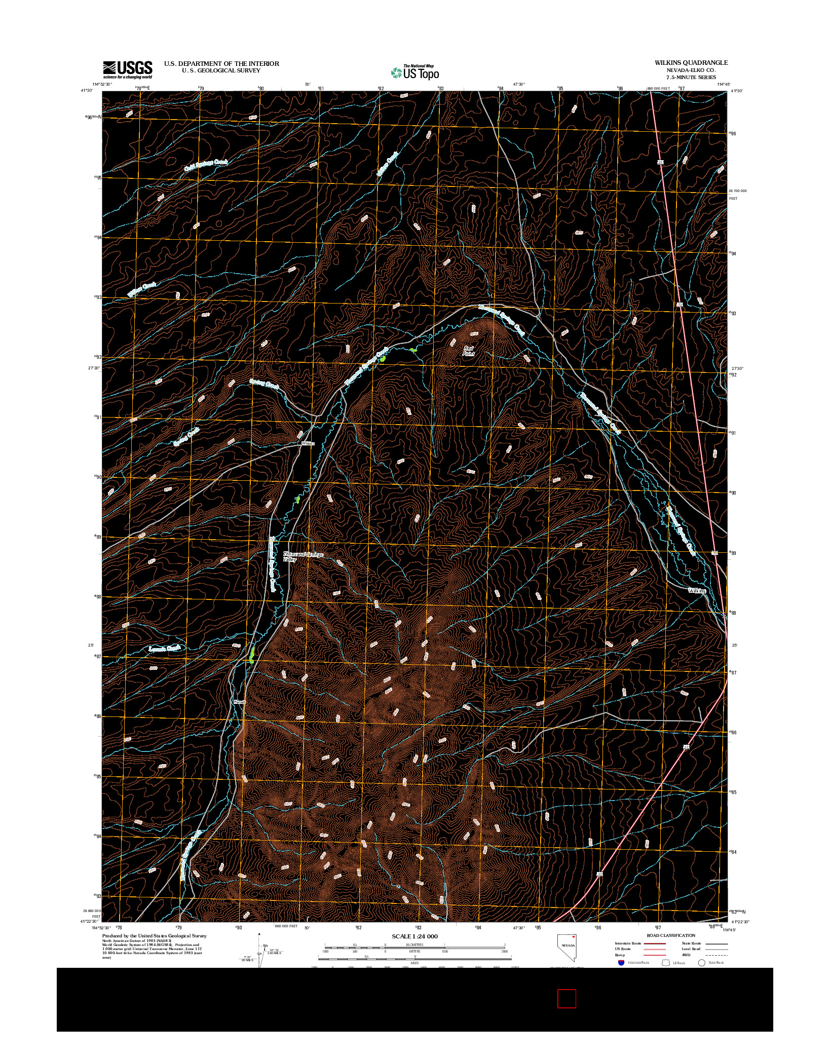 USGS US TOPO 7.5-MINUTE MAP FOR WILKINS, NV 2012