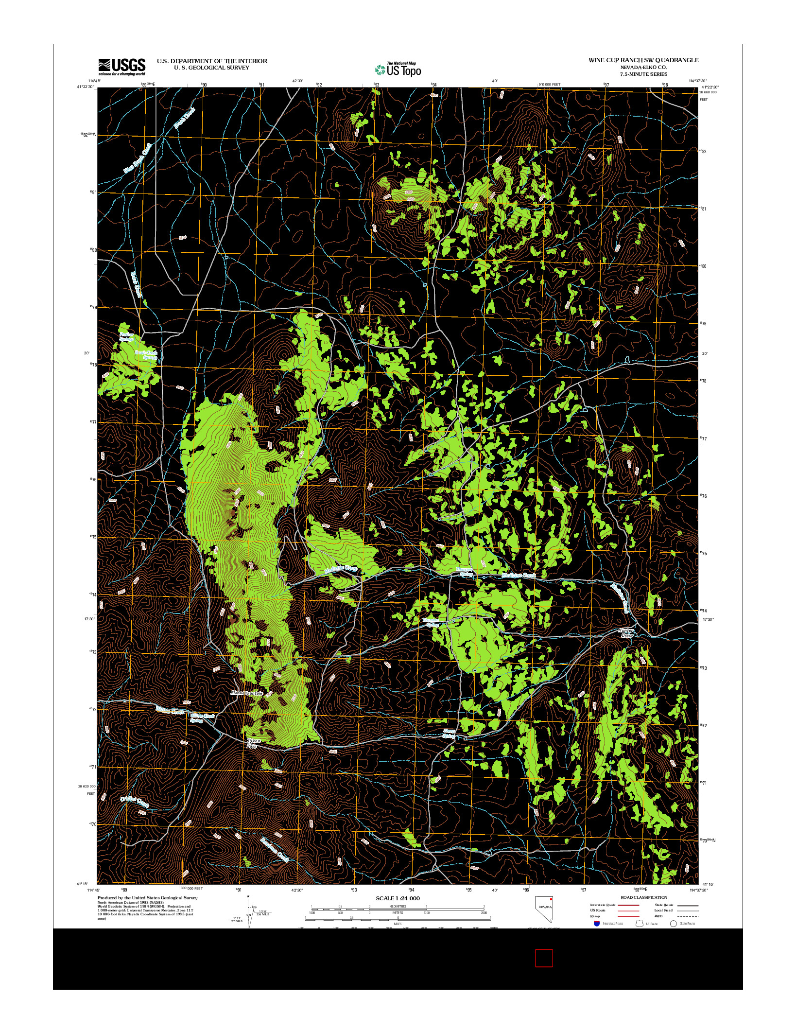 USGS US TOPO 7.5-MINUTE MAP FOR WINE CUP RANCH SW, NV 2012