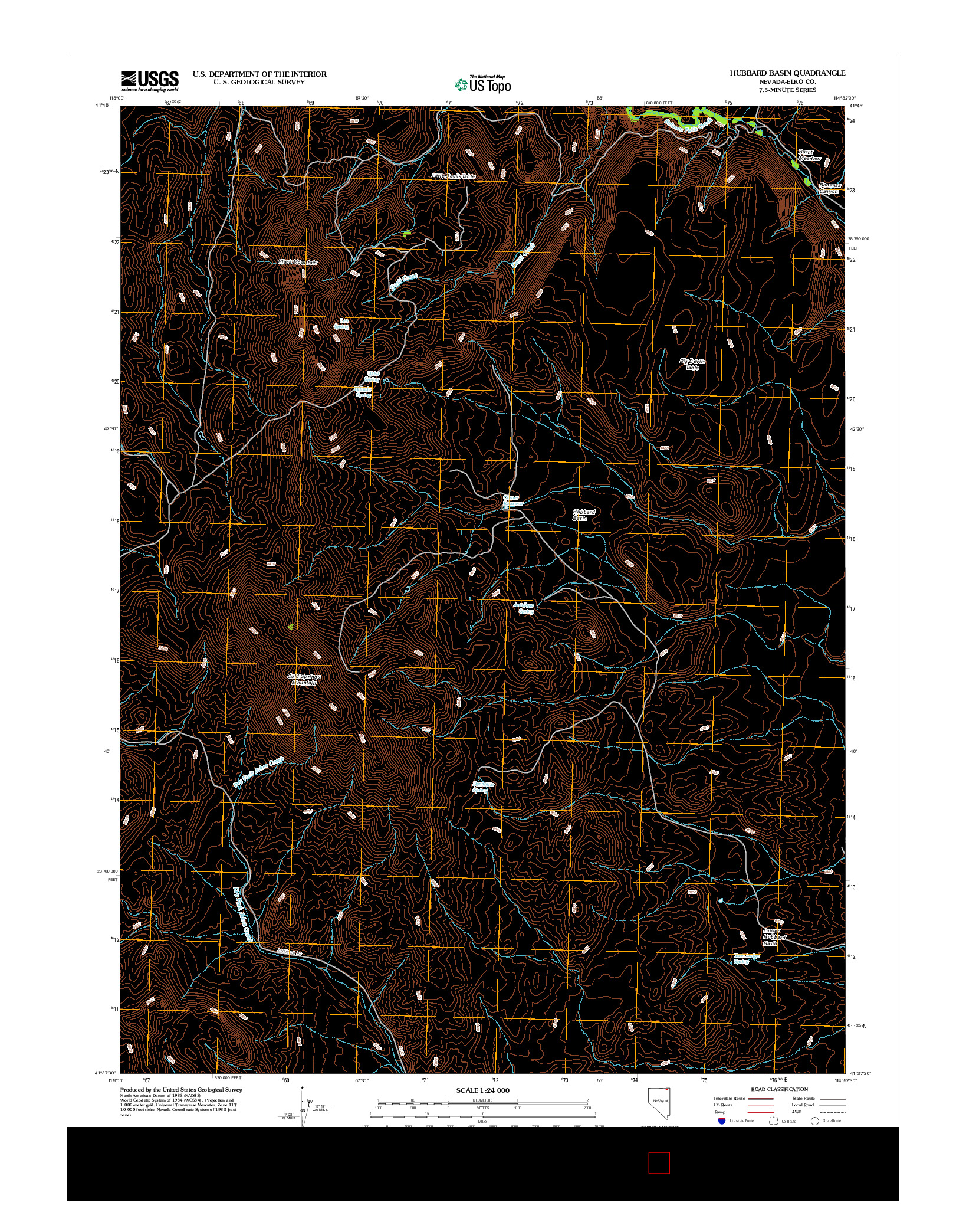 USGS US TOPO 7.5-MINUTE MAP FOR HUBBARD BASIN, NV 2012