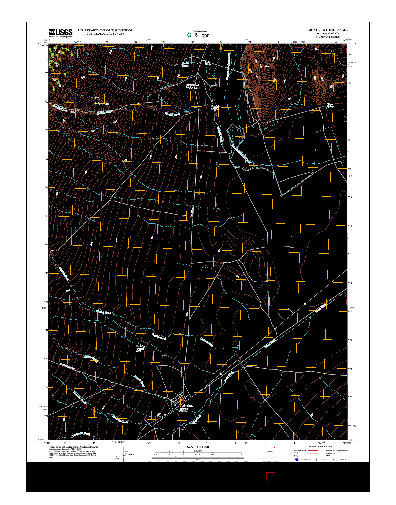 USGS US TOPO 7.5-MINUTE MAP FOR MONTELLO, NV 2012