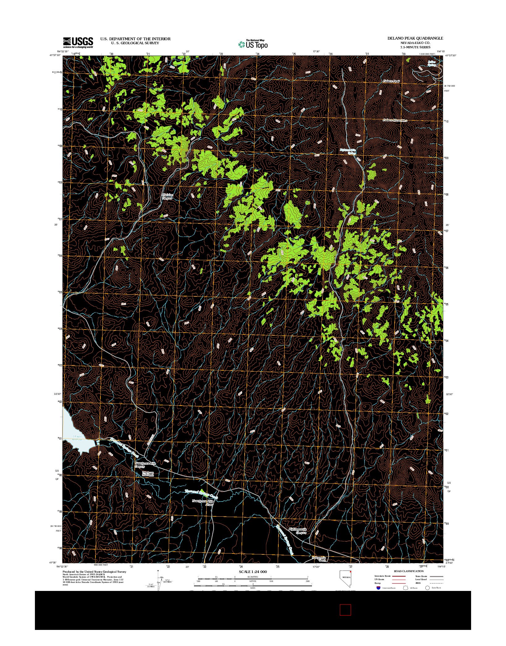 USGS US TOPO 7.5-MINUTE MAP FOR DELANO PEAK, NV 2012