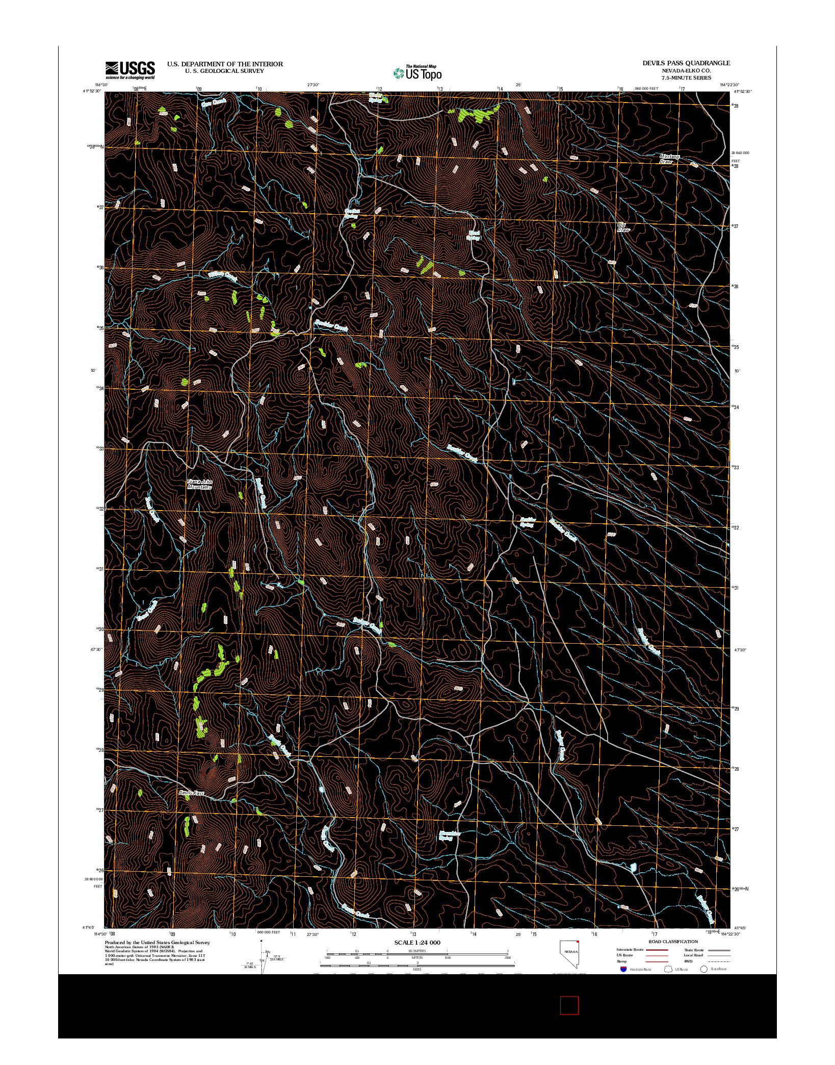 USGS US TOPO 7.5-MINUTE MAP FOR DEVILS PASS, NV 2012