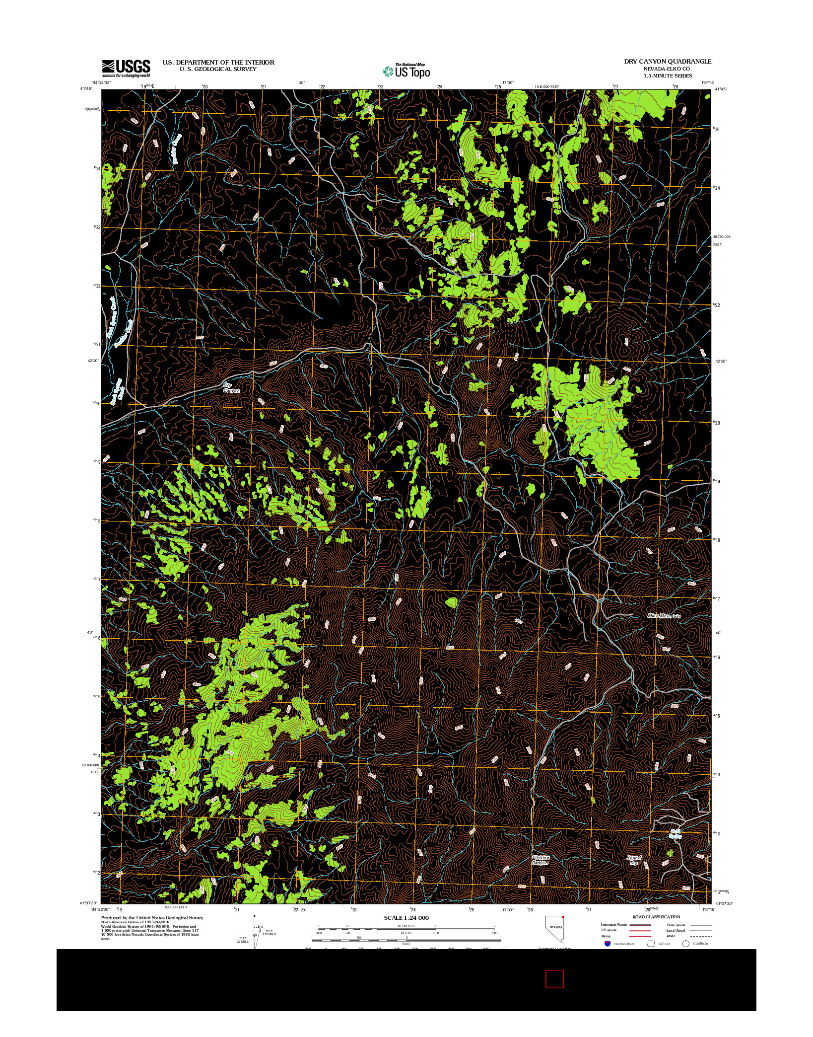 USGS US TOPO 7.5-MINUTE MAP FOR DRY CANYON, NV 2012